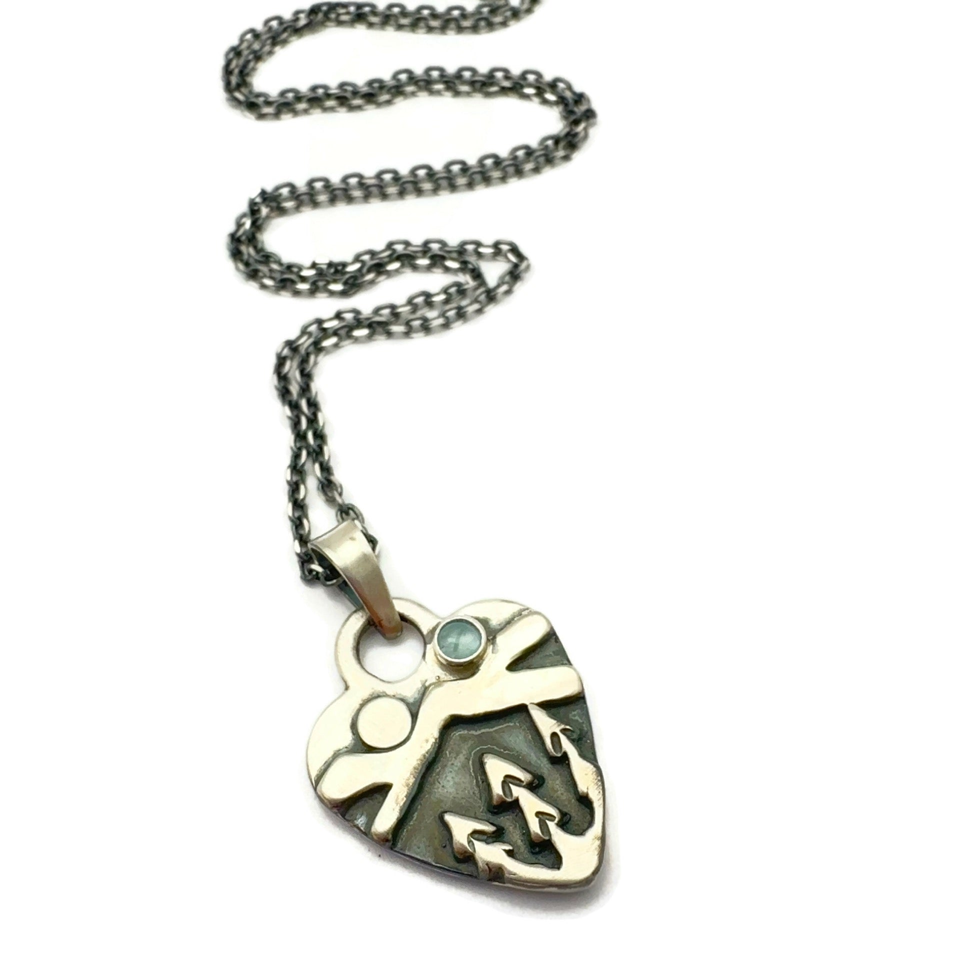 Sterling Silver Alpine Heart with Aquamarine Gemstone