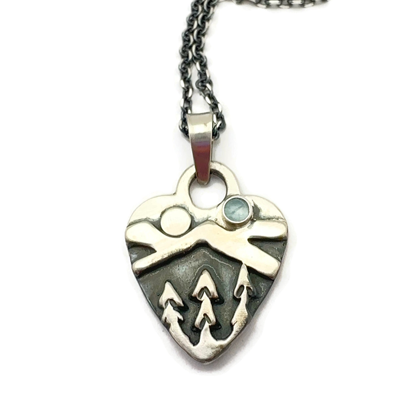 Sterling Silver Alpine Heart with Aquamarine Gemstone