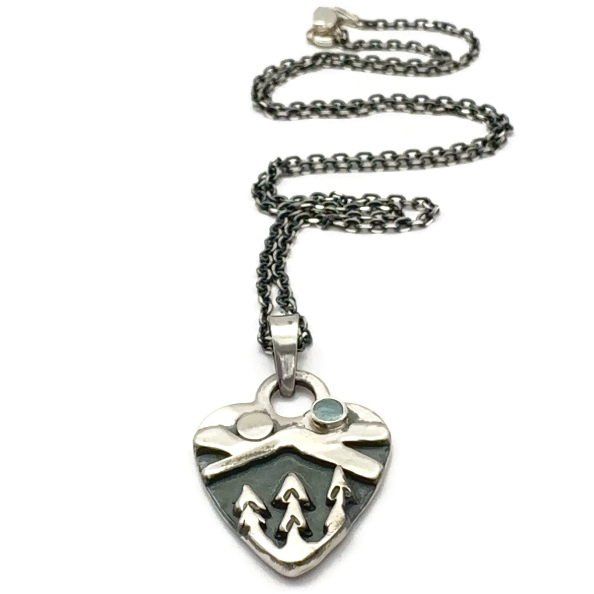 Sterling Silver Alpine Heart with Aquamarine Gemstone