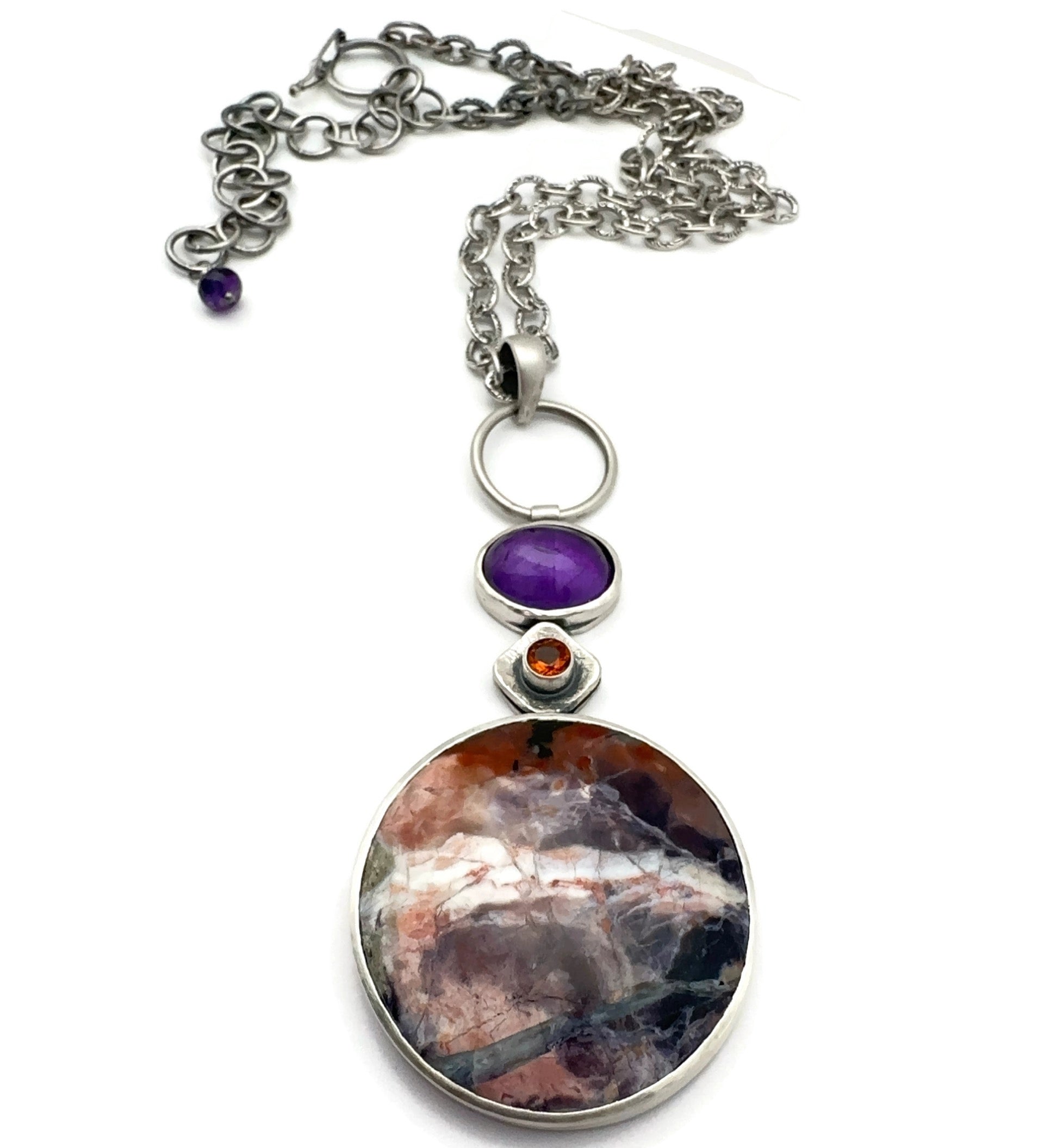 Tiffany Stone, Amethyst, and Fire Citrine Necklace