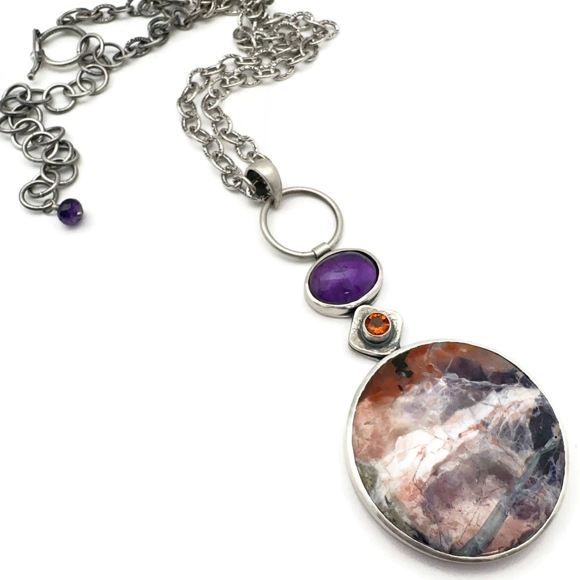 Tiffany Stone, Amethyst, and Fire Citrine Necklace