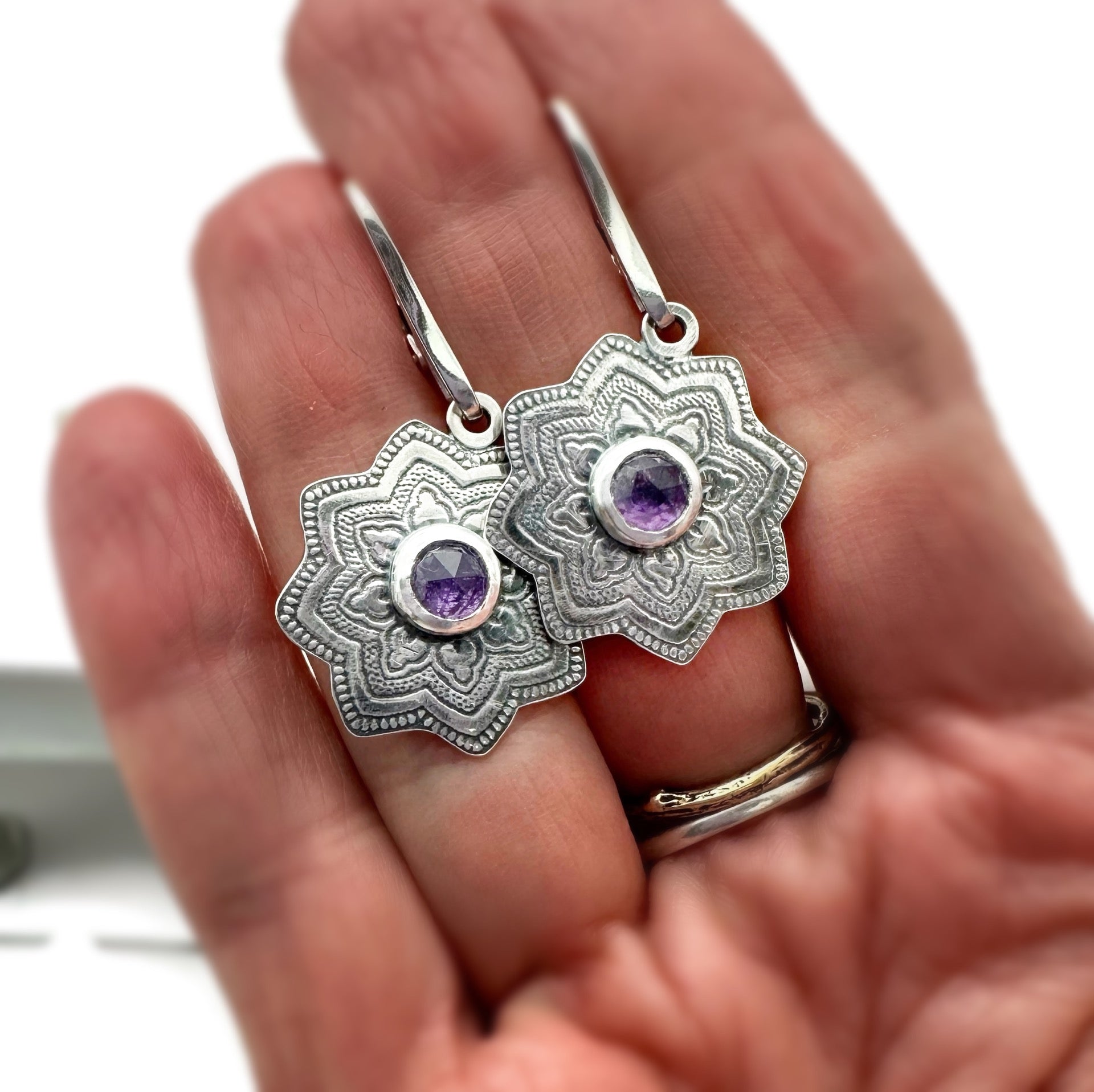 Woodlands Mandala Earrings Amethyst