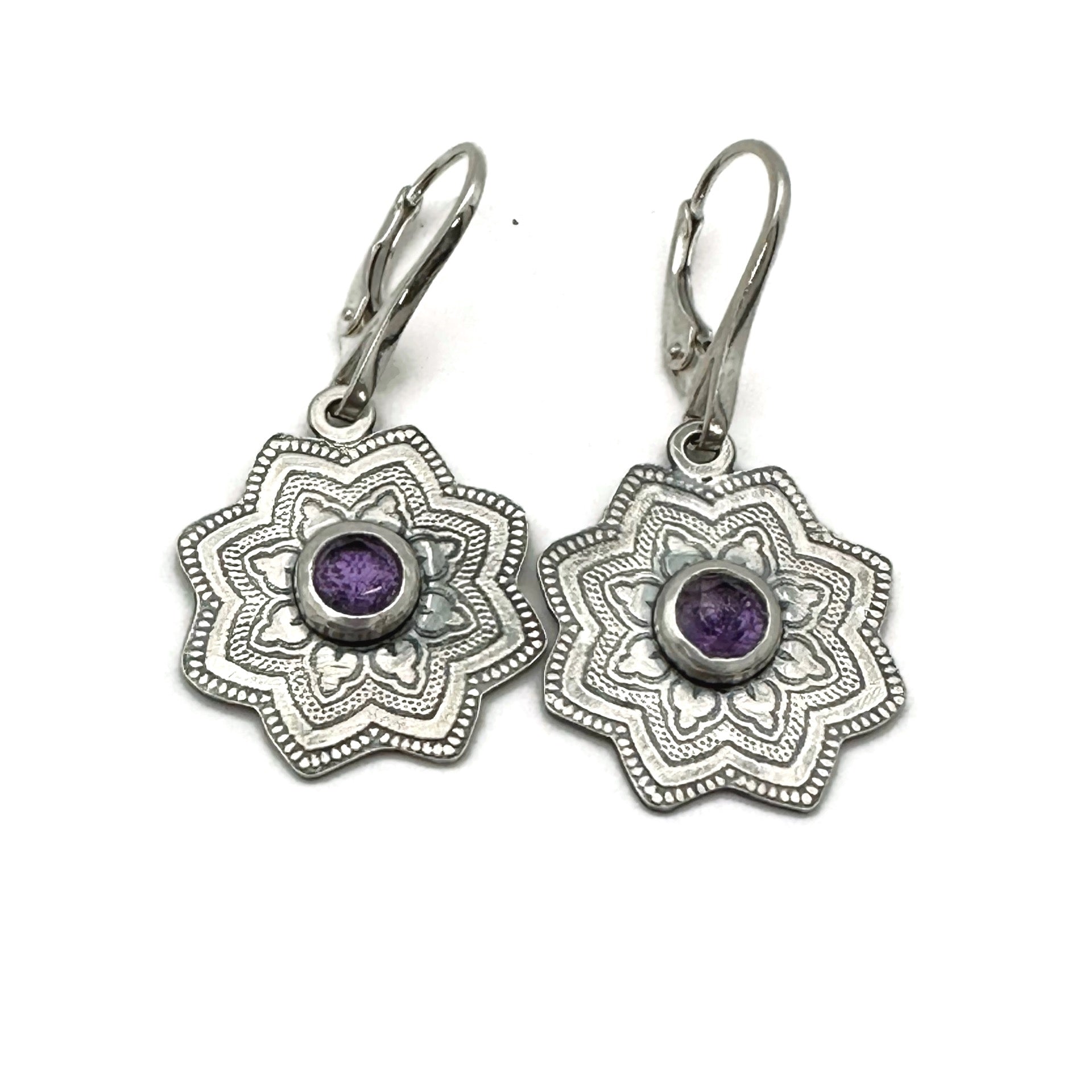 Woodlands Mandala Earrings Amethyst