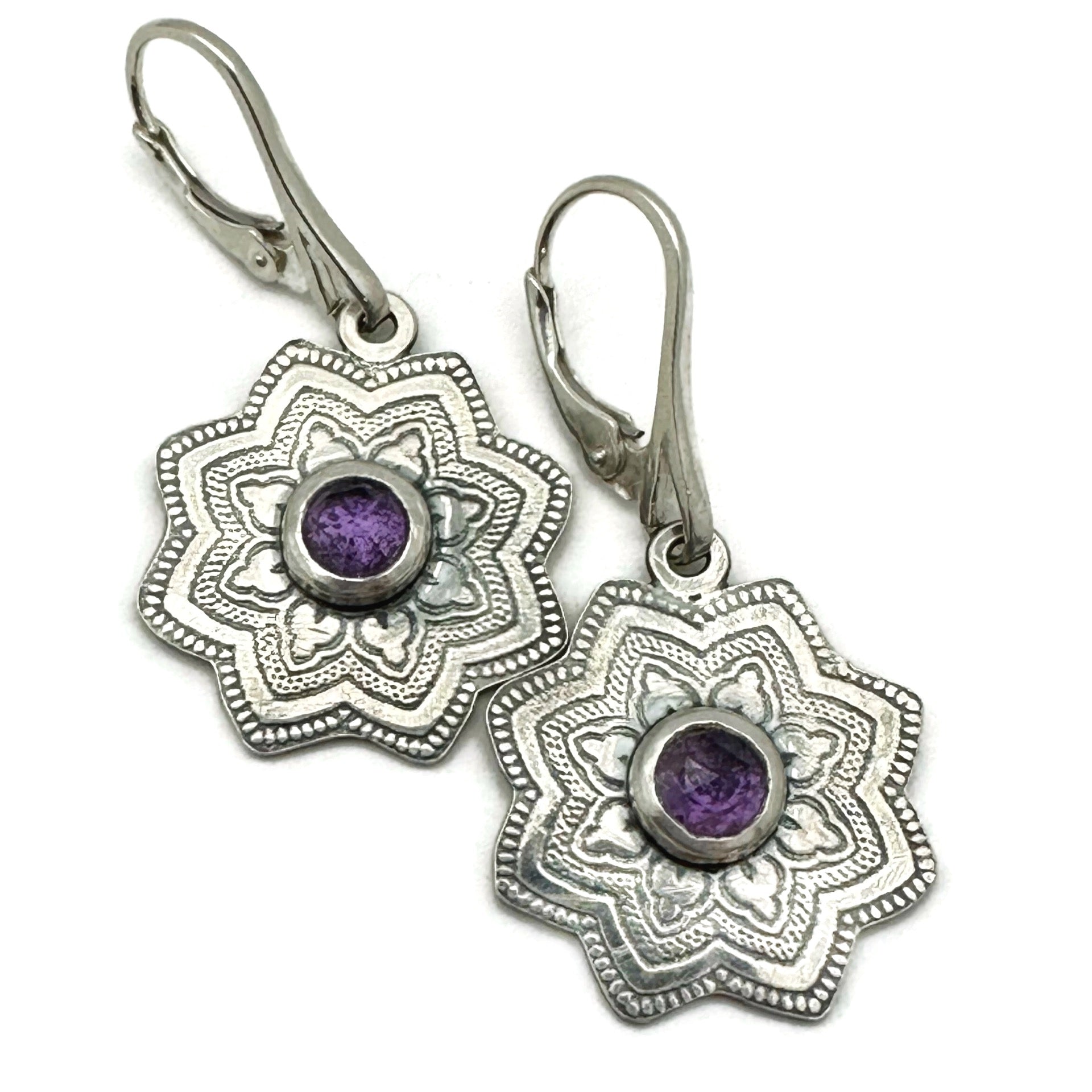 Woodlands Mandala Earrings Amethyst