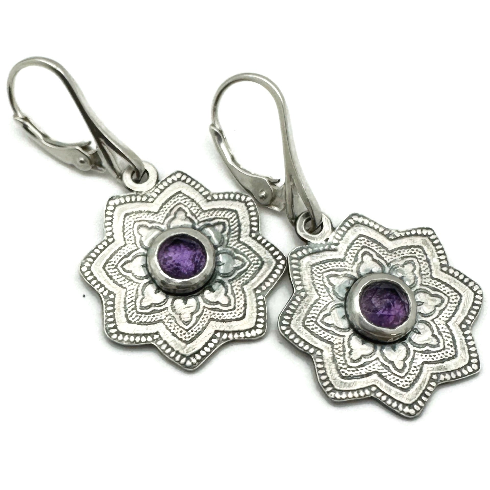 Woodlands Mandala Earrings Amethyst