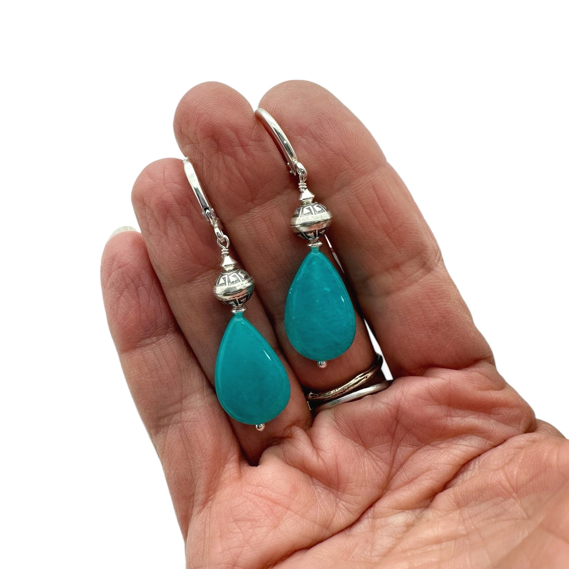 Peruvian Amazonite and Sterling Silver Earrings