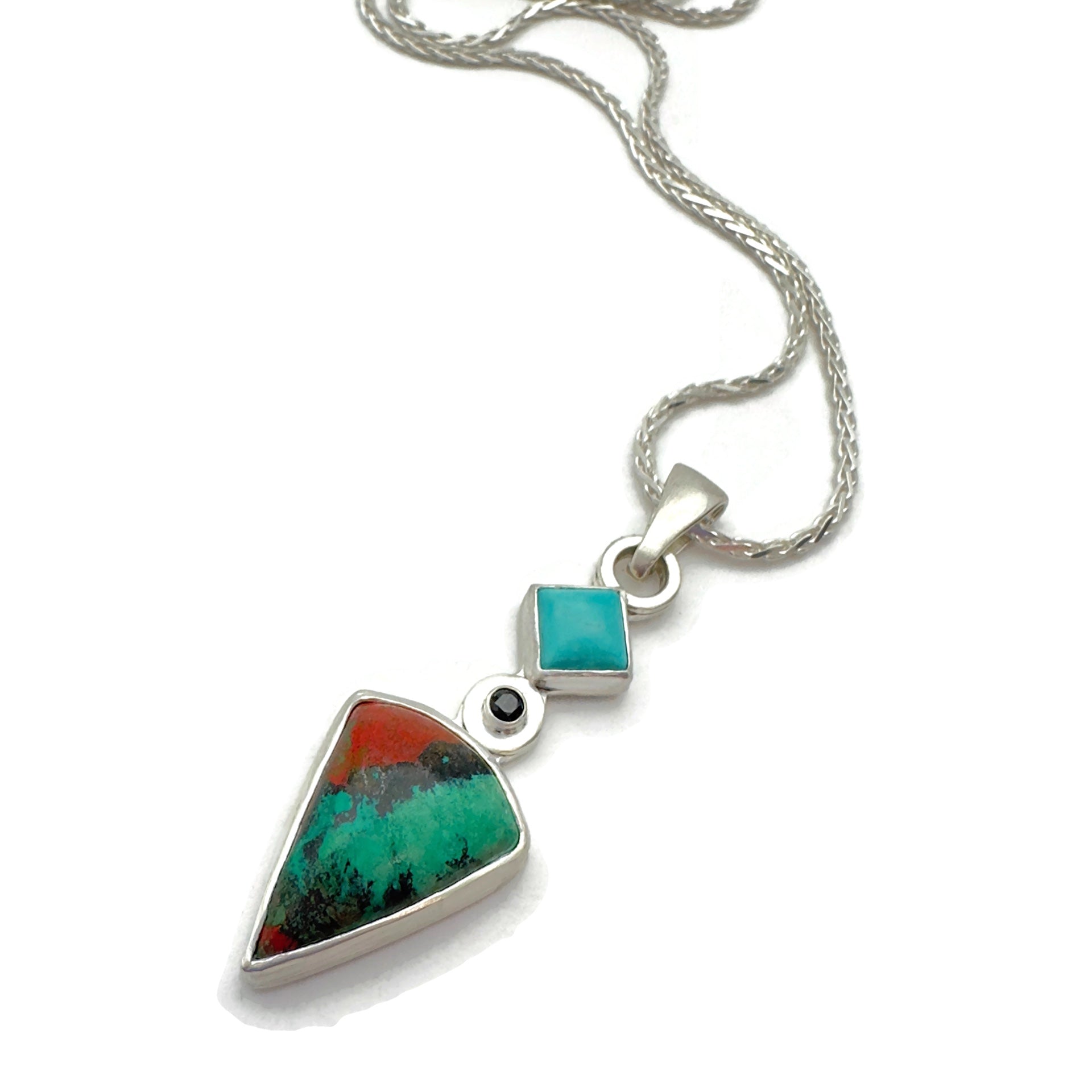 Sonora Sunrise, Black Spinel & Kingman Turquoise Sterling Silver Necklace