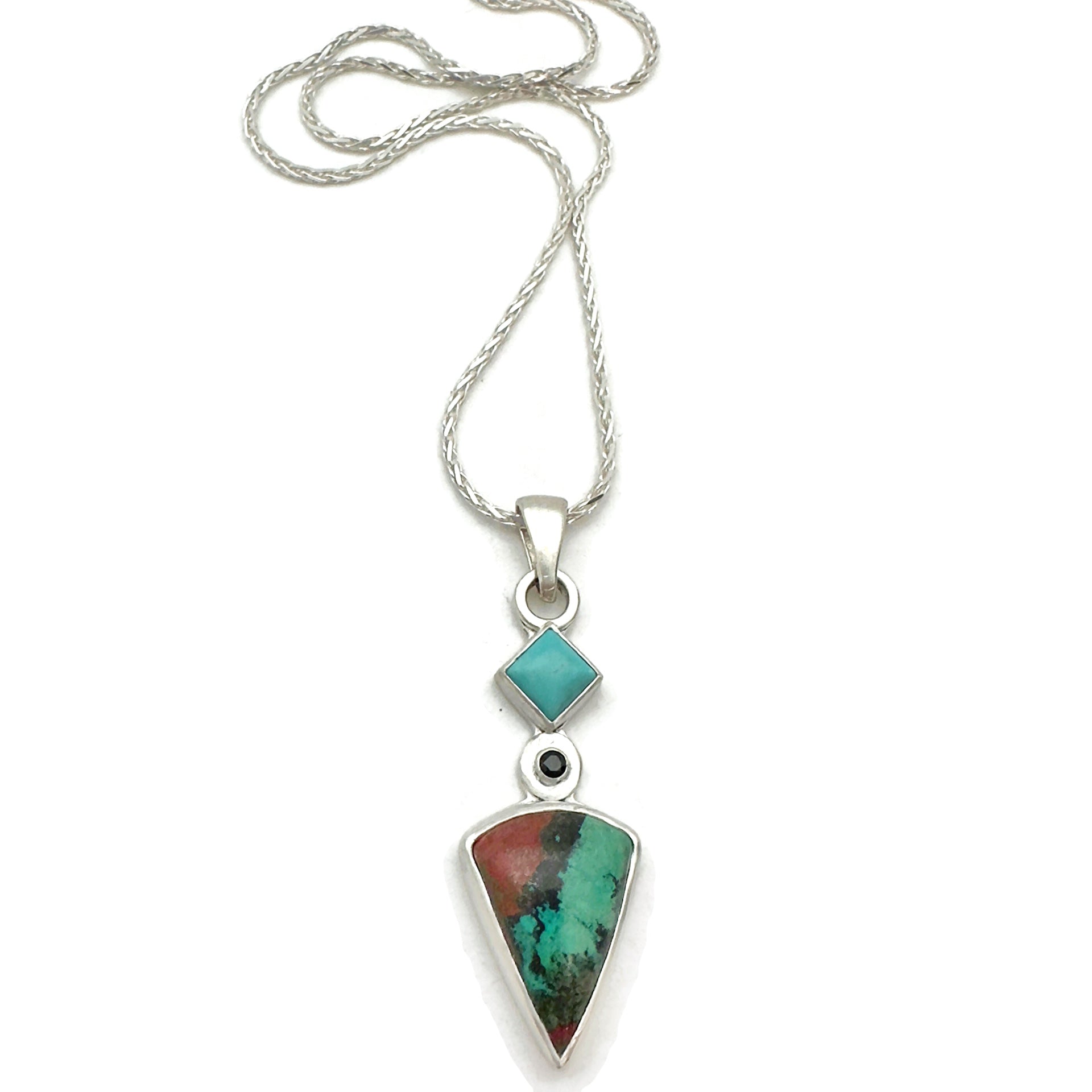 Sonora Sunrise, Black Spinel & Kingman Turquoise Sterling Silver Necklace