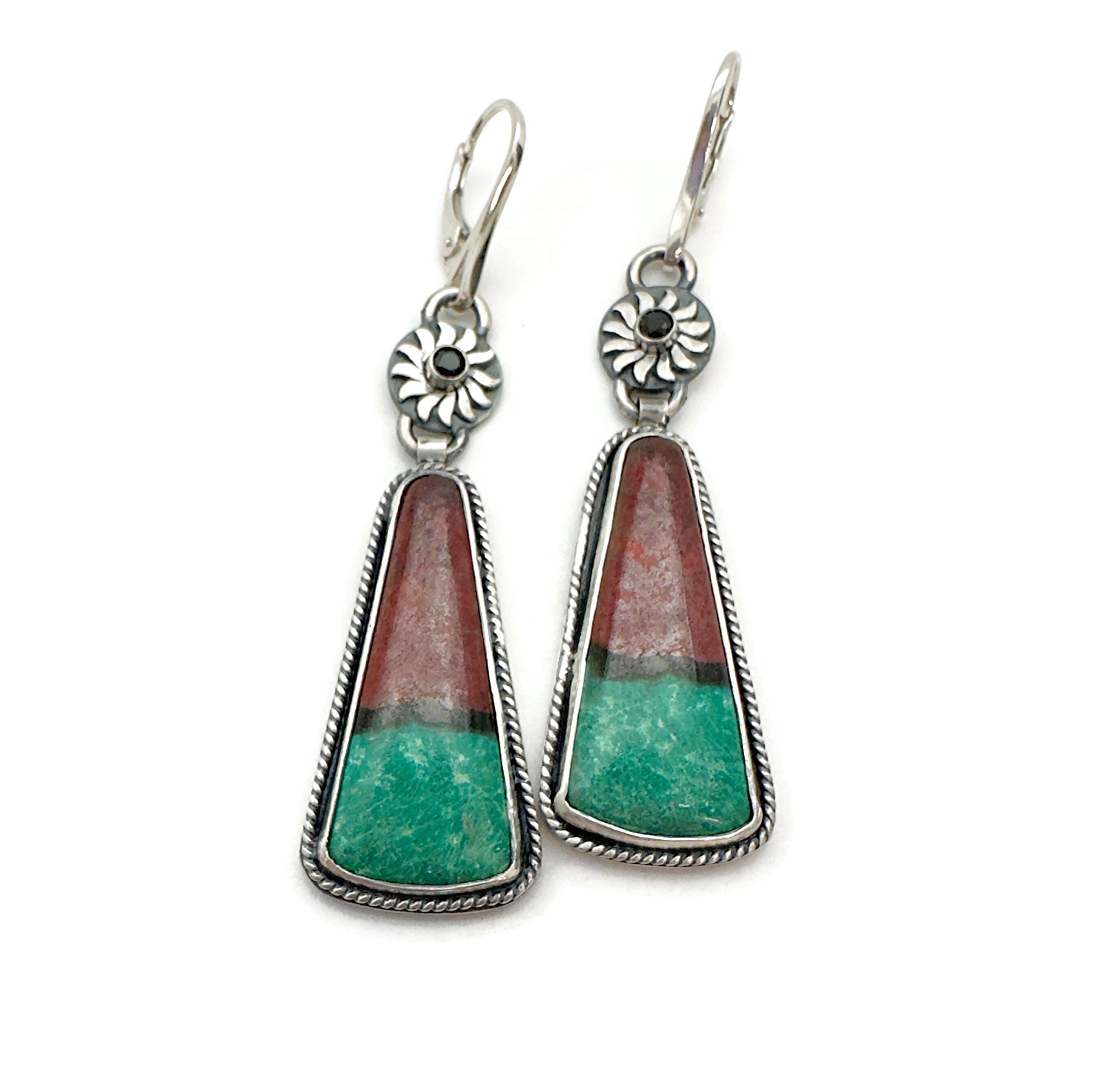 Sonora Sunrise with Black Spinel on Sterling Silver Earrings
