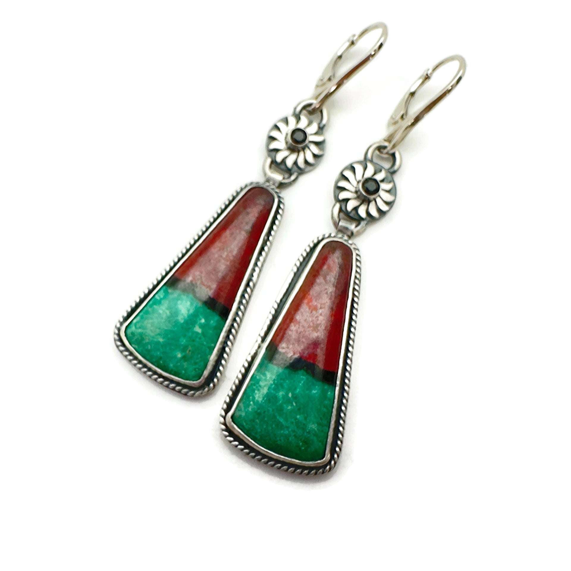 Sonora Sunrise with Black Spinel on Sterling Silver Earrings