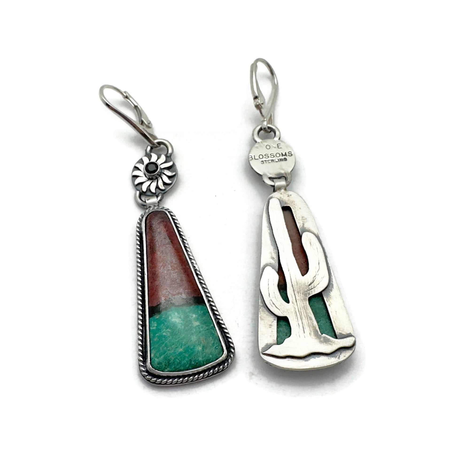 Sonora Sunrise with Black Spinel on Sterling Silver Earrings