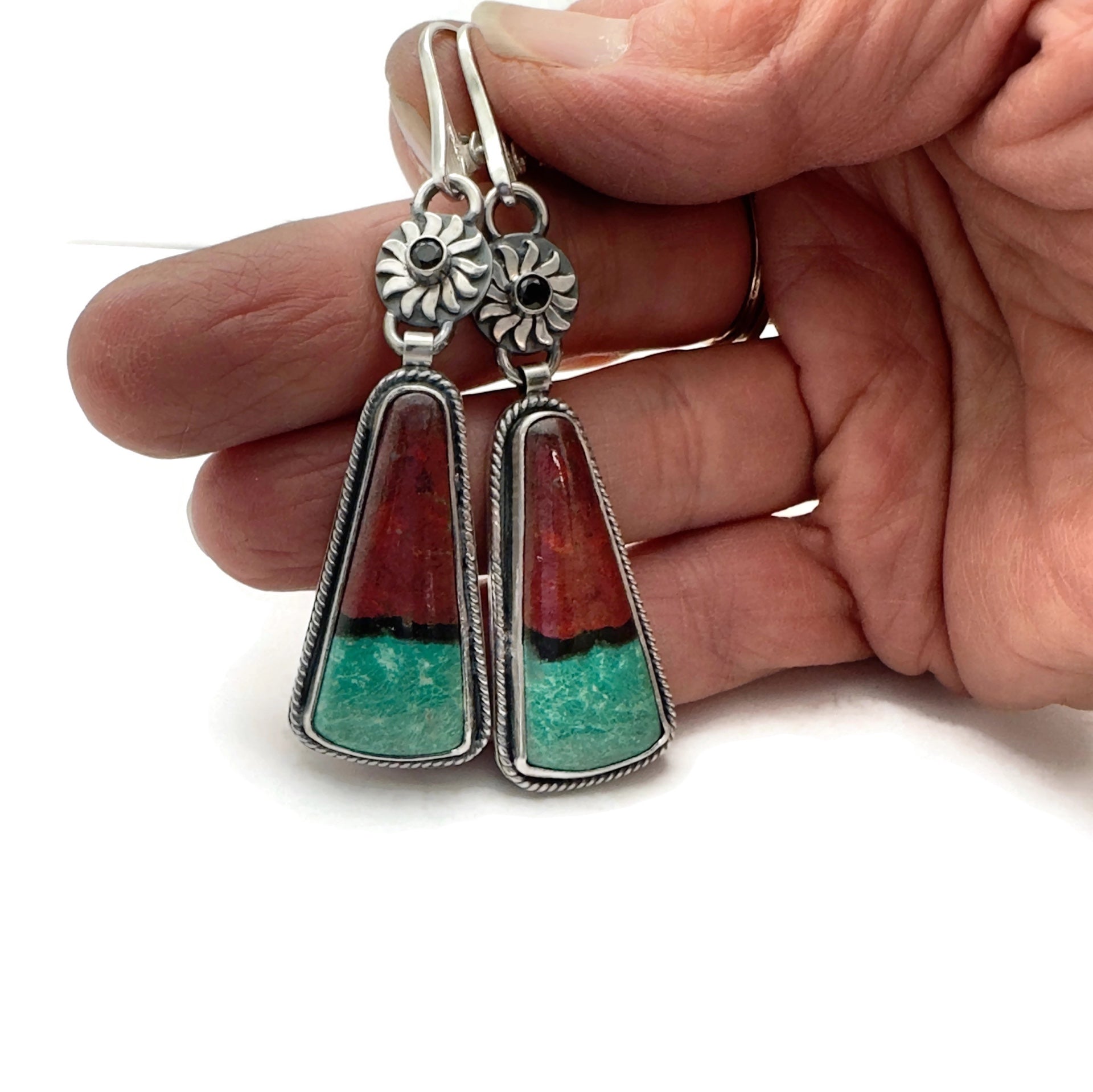 Sonora Sunrise with Black Spinel on Sterling Silver Earrings