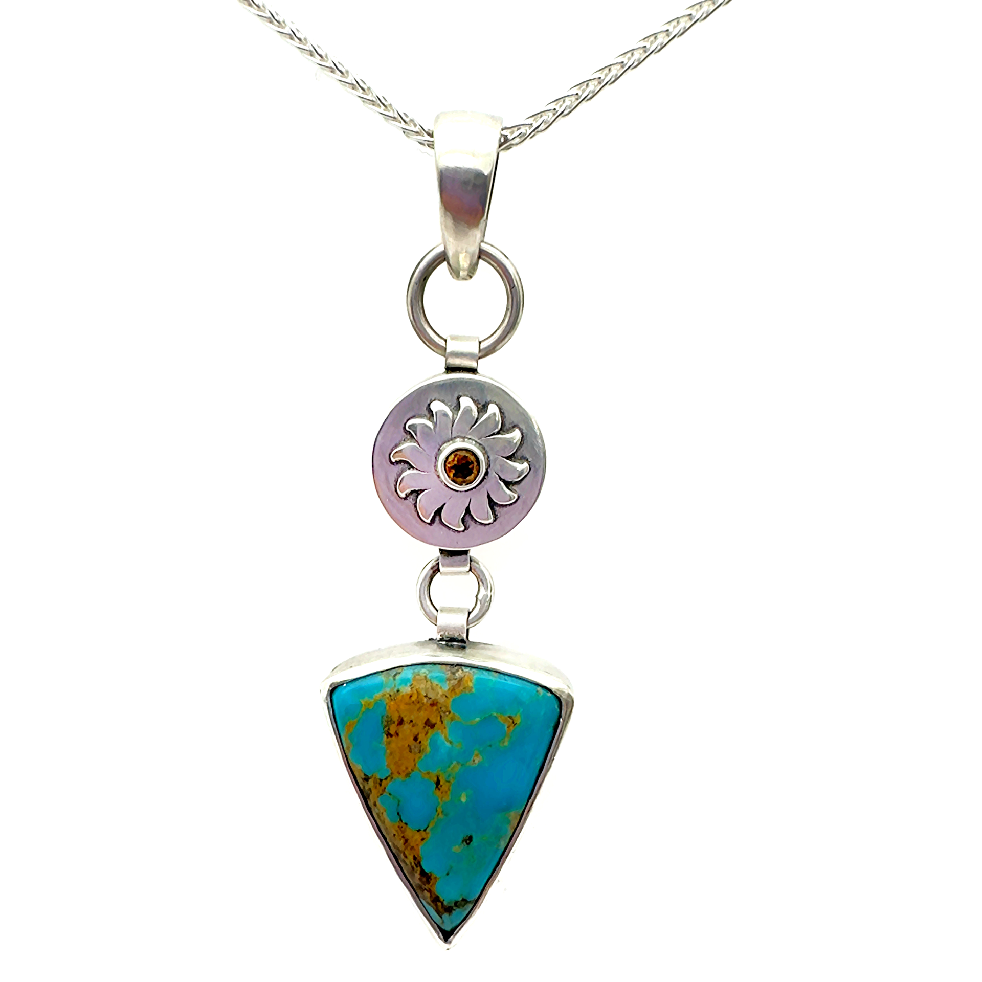Kingman Turquoise and Citrine Sunburst Necklace
