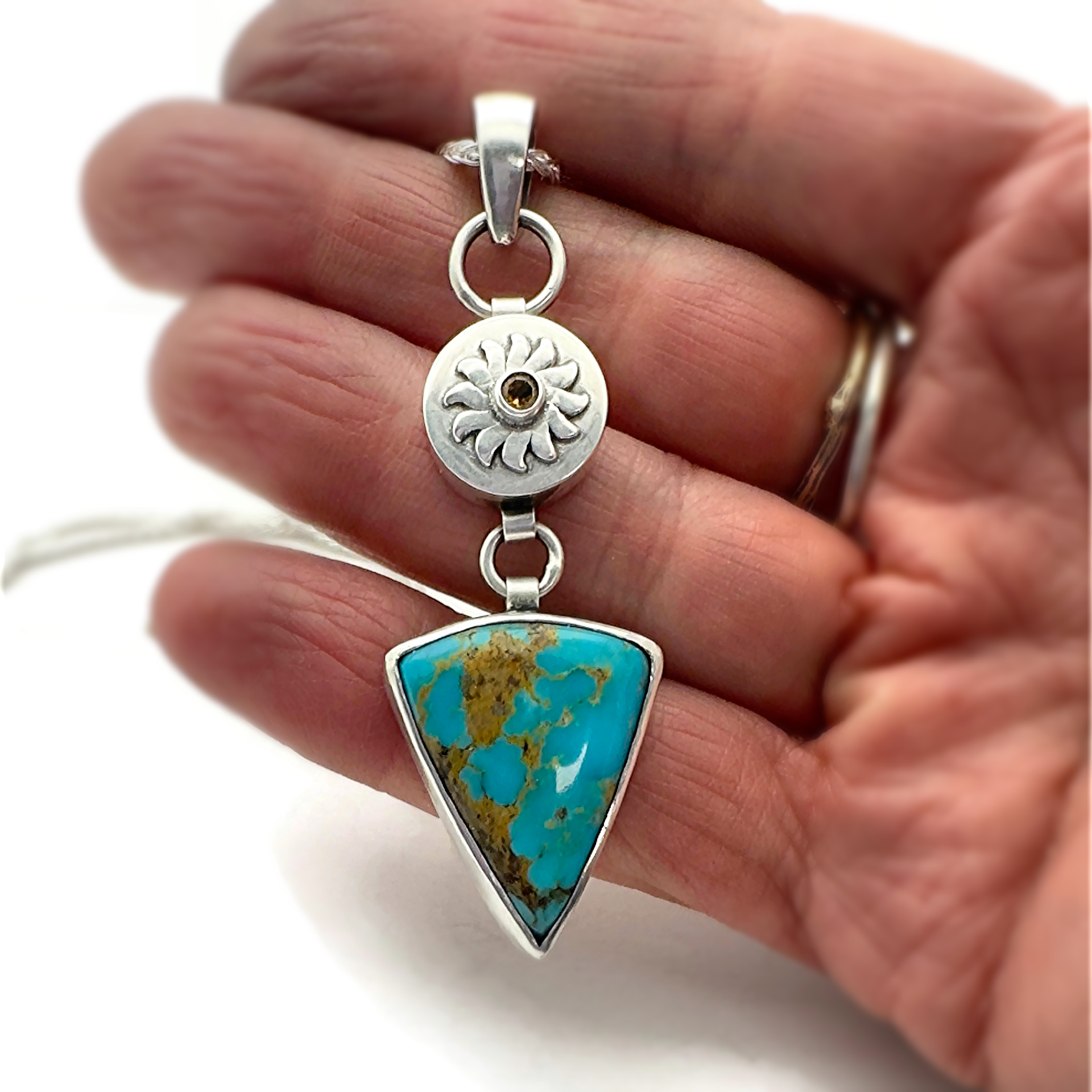 Kingman Turquoise and Citrine Sunburst Necklace