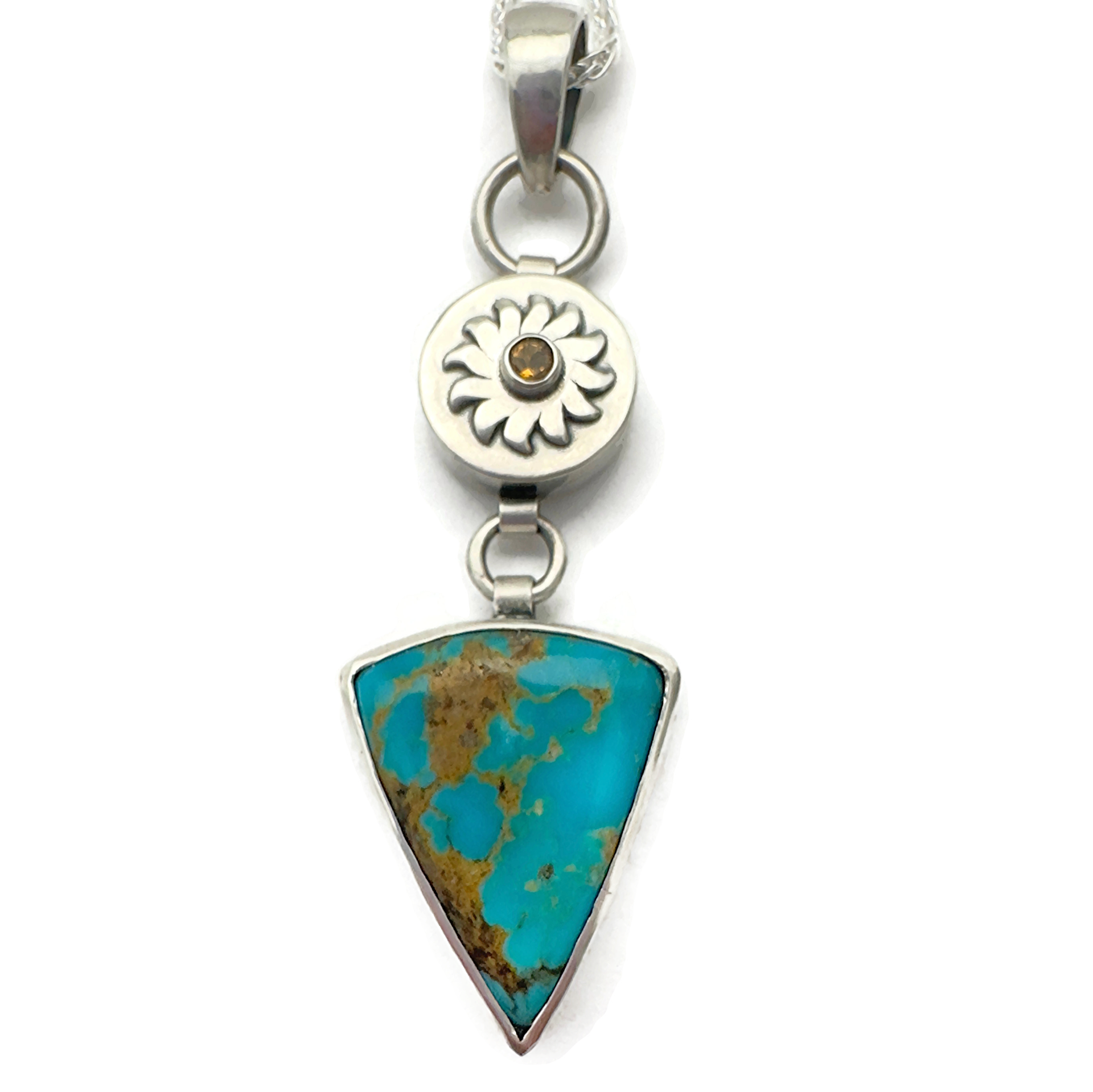 Kingman Turquoise and Citrine Sunburst Necklace