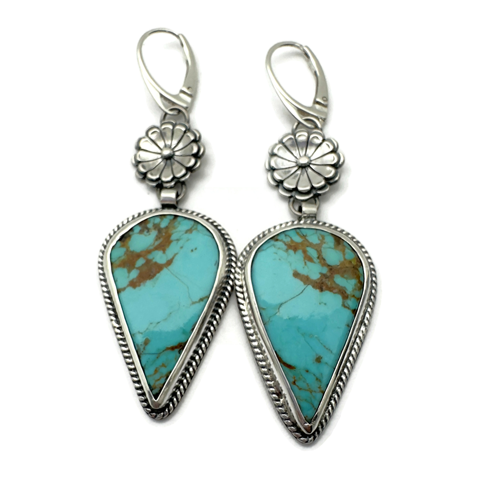 Desert Bloom Earrings - Kingman Turquoise, Sterling Silver