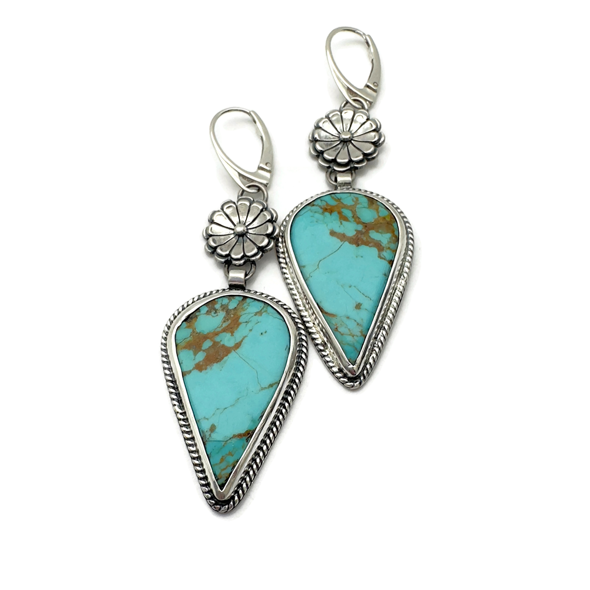 Desert Bloom Earrings - Kingman Turquoise, Sterling Silver