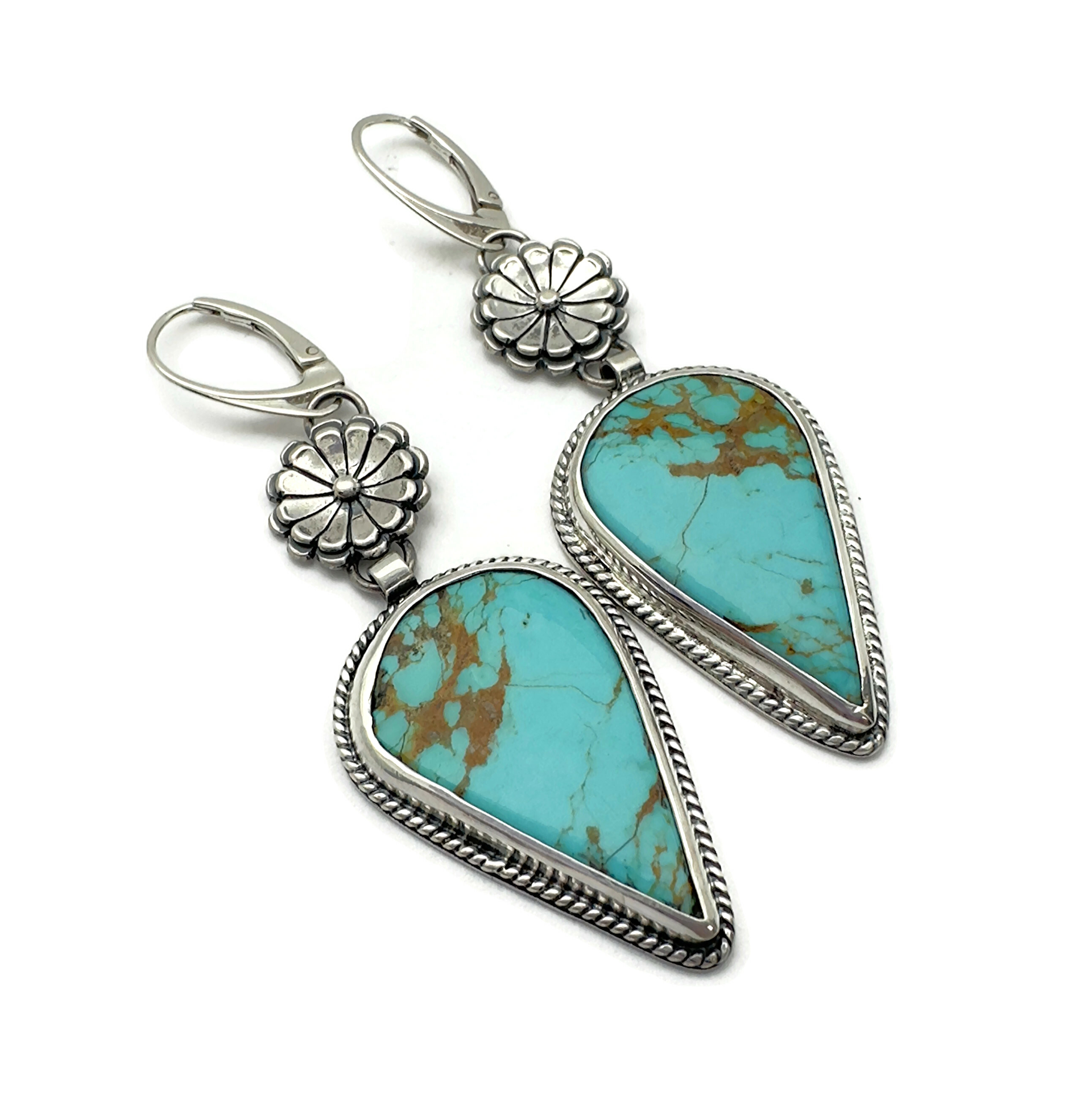 Desert Bloom Earrings - Kingman Turquoise, Sterling Silver