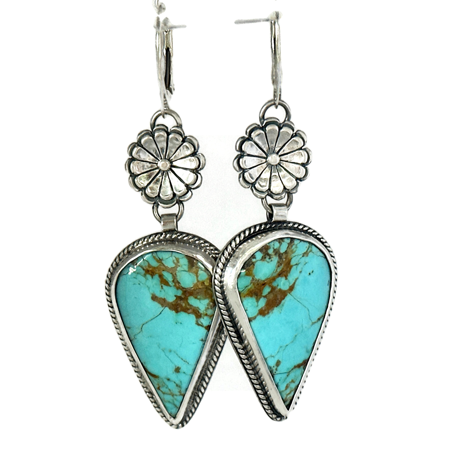 Desert Bloom Earrings - Kingman Turquoise, Sterling Silver