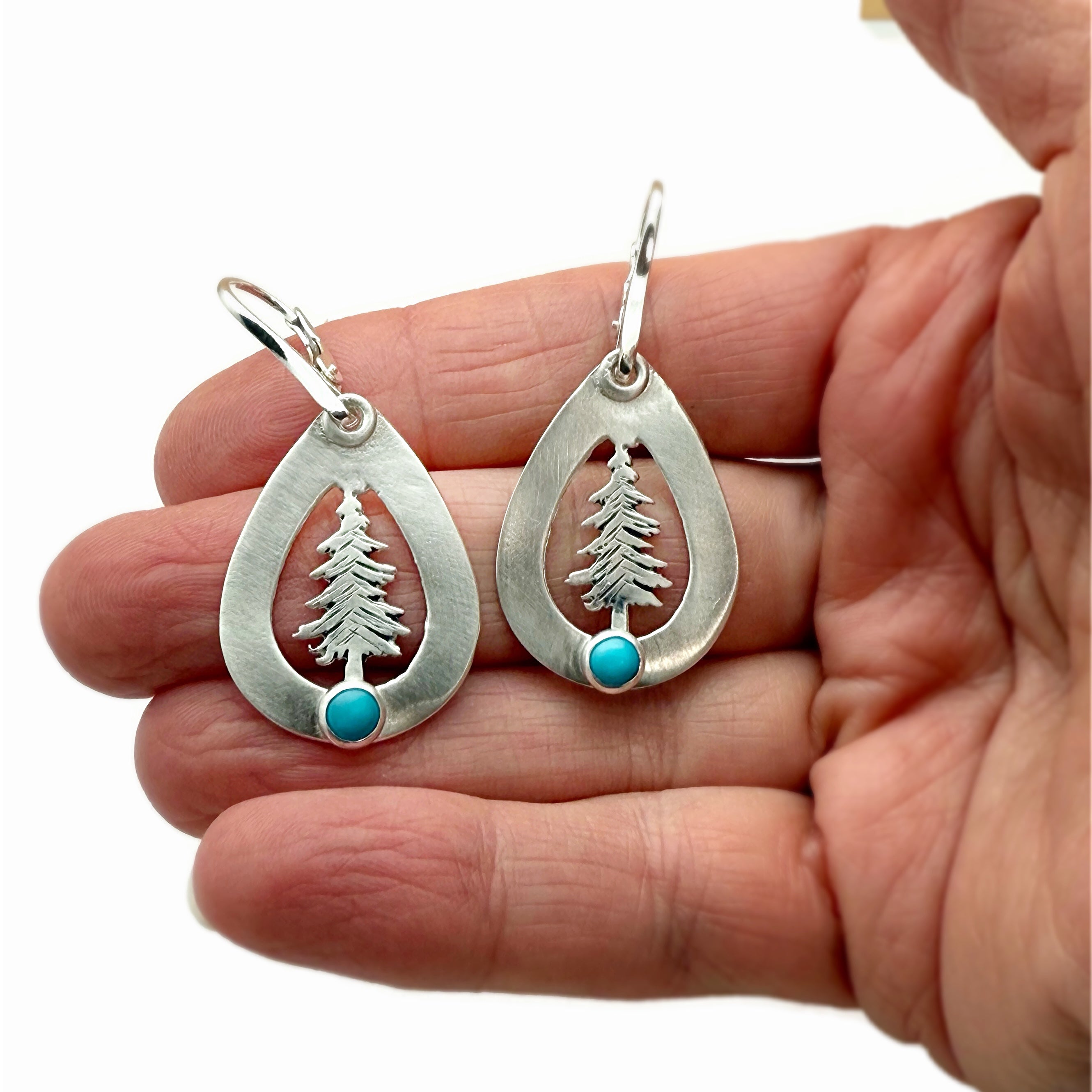 Sierra Pines Earrings Sterling Silver with Sleeping Beauty Turquoise