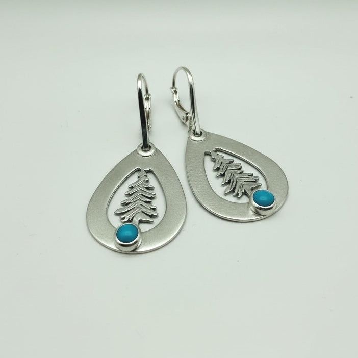 Sierra Pines Earrings Sterling Silver with Sleeping Beauty Turquoise
