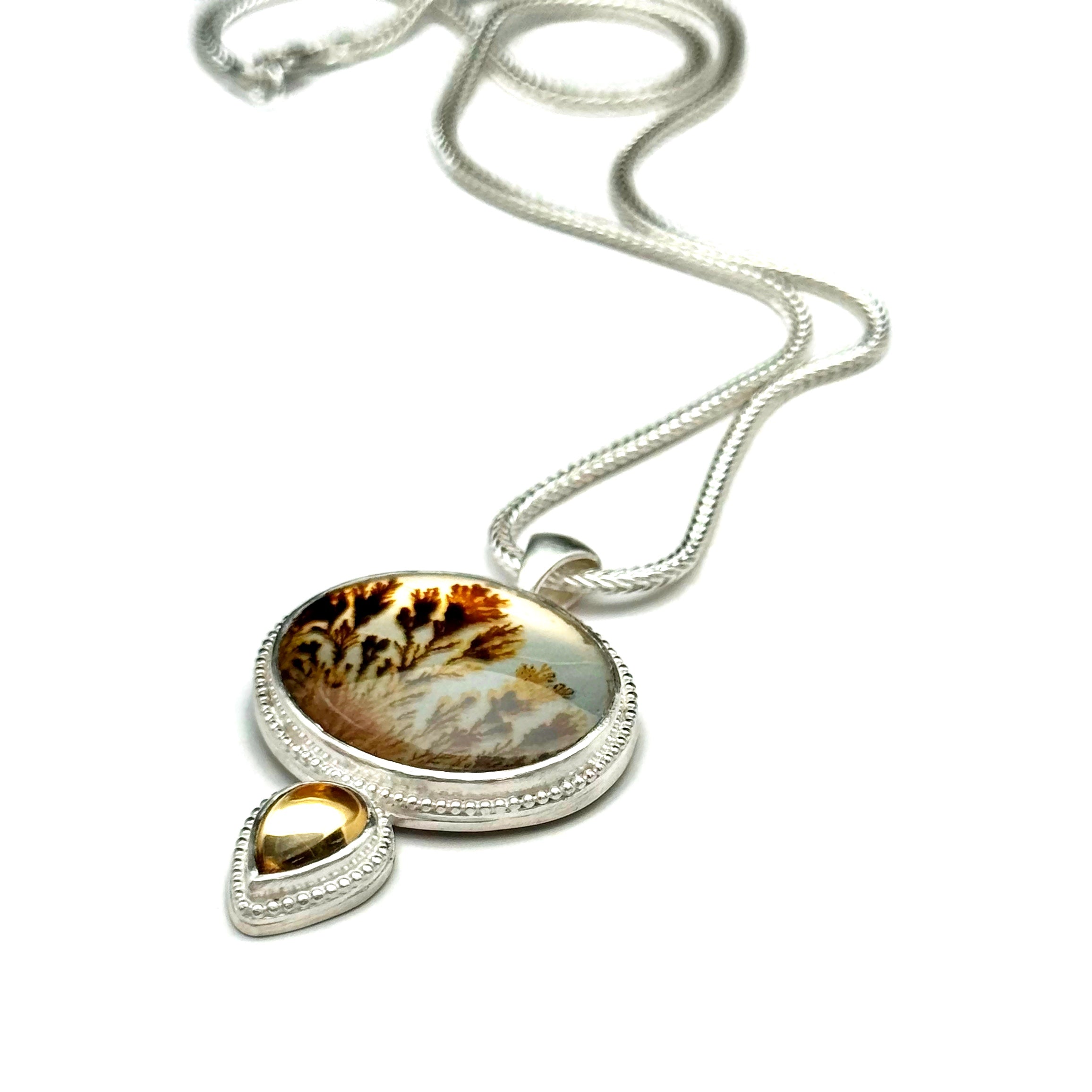Dendritic Agate and Yellow Citrine Necklace