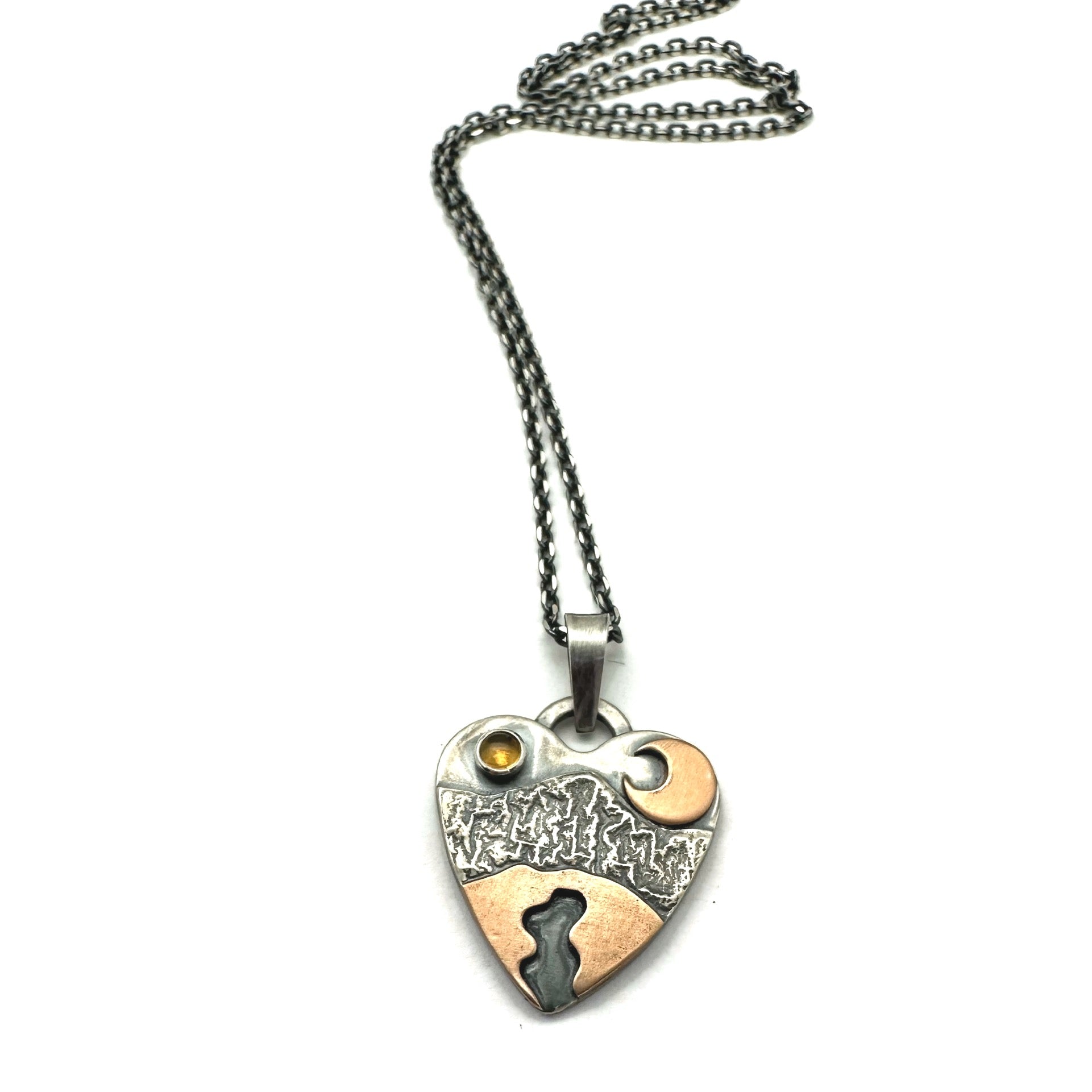 Mixed Metals Alpine Heart with Citrine Gemstone