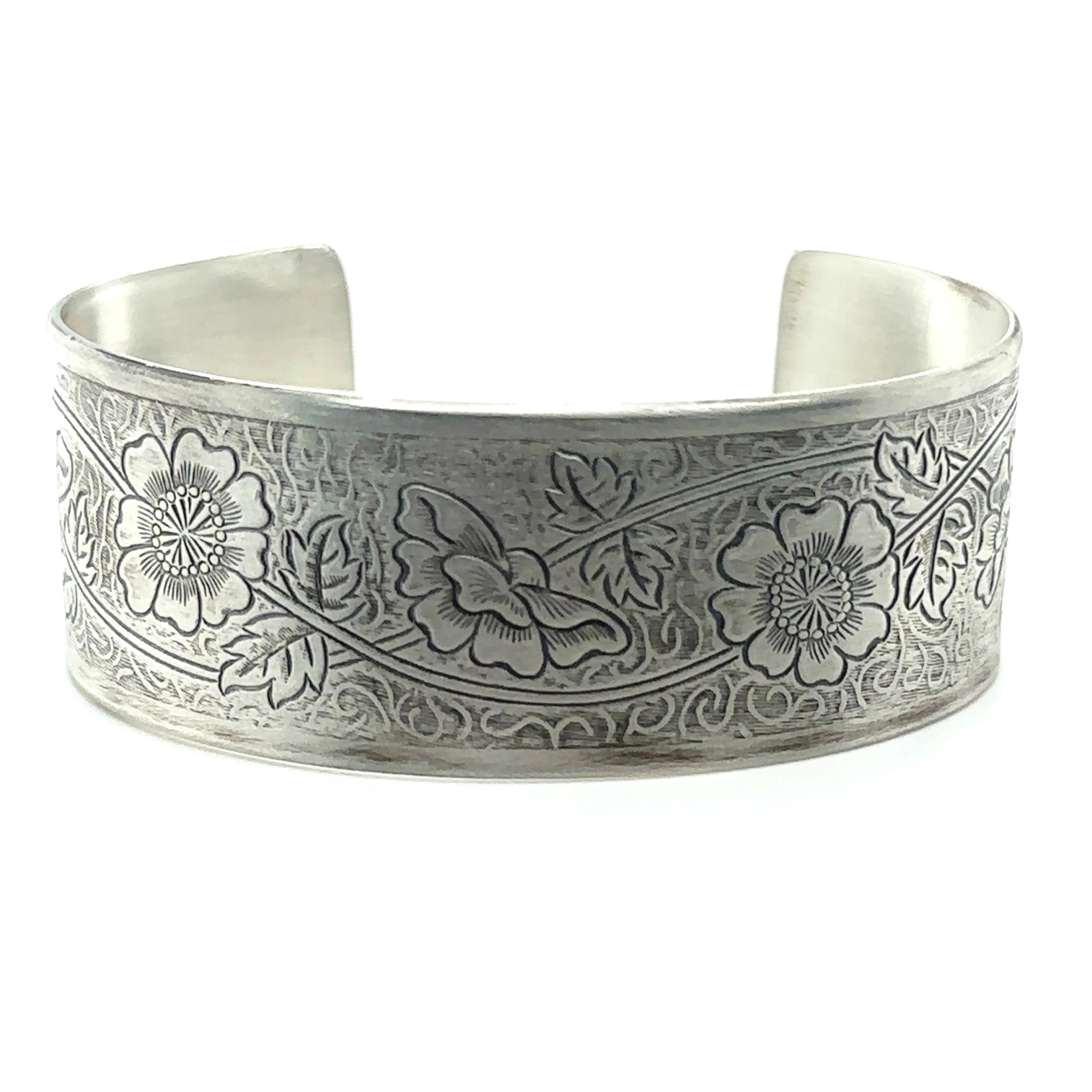 Sterling Silver Intertwined Botanical Cuff Bracelet