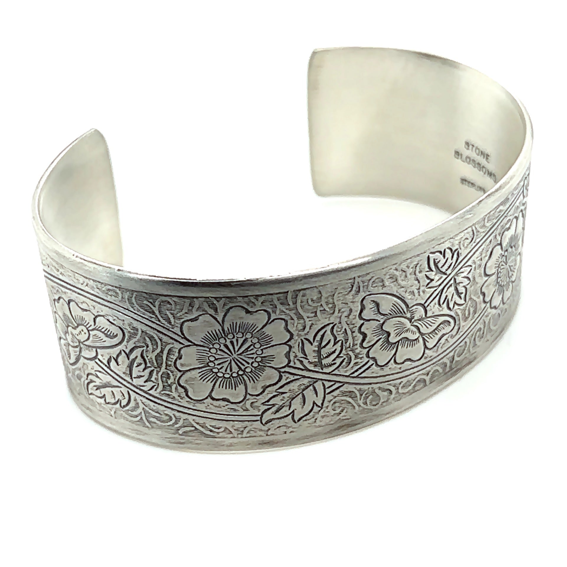 Sterling Silver Intertwined Botanical Cuff Bracelet