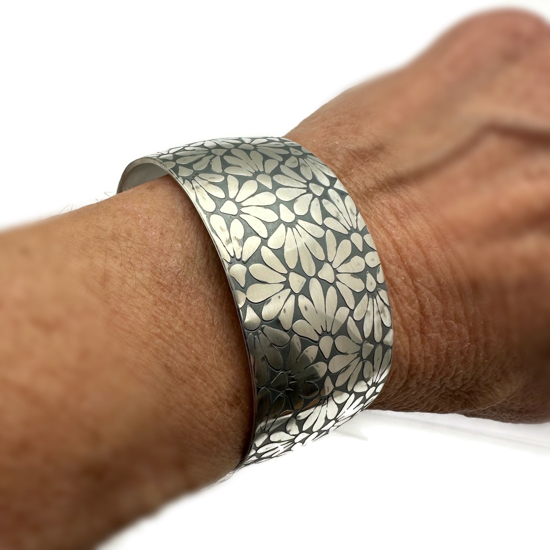 Sterling Silver Floral Cuff Bracelet