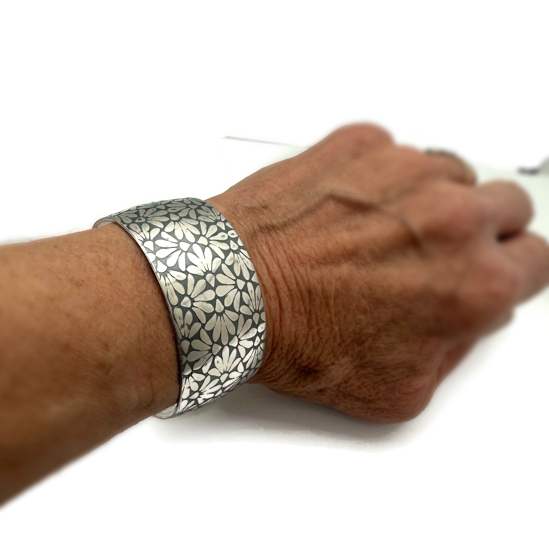 Sterling Silver Floral Cuff Bracelet