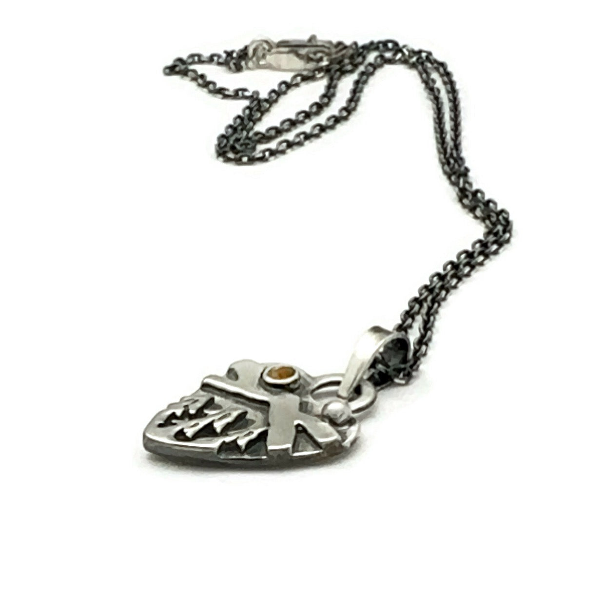 Sterling Silver Alpine Heart with Citrine Gemstone