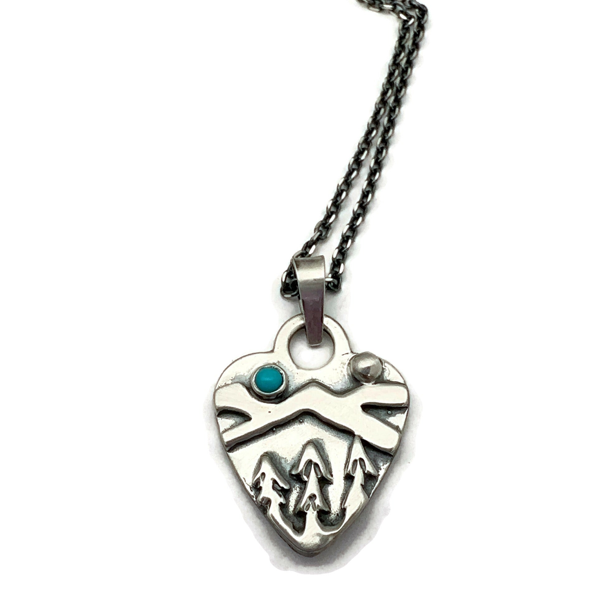 Sterling Silver Alpine Heart with Sleeping Beauty Turquoise Gemstone