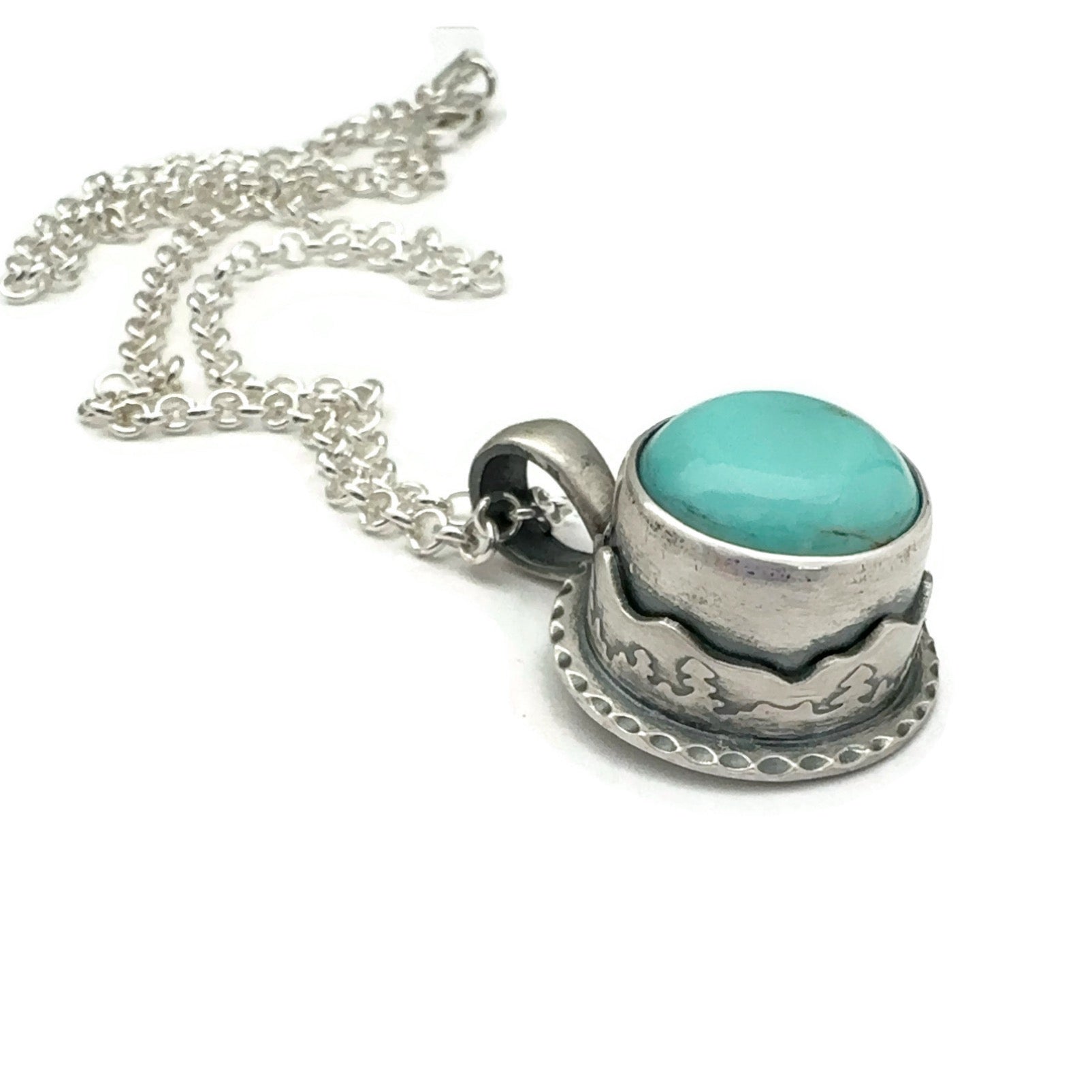 Into The Mountains Necklace Sterling Silver with Kingman Turquoise