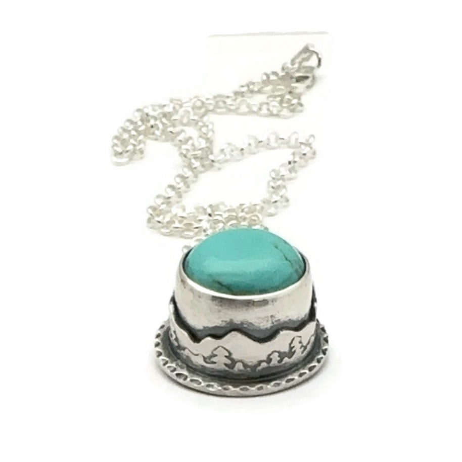 Into The Mountains Necklace Sterling Silver with Kingman Turquoise