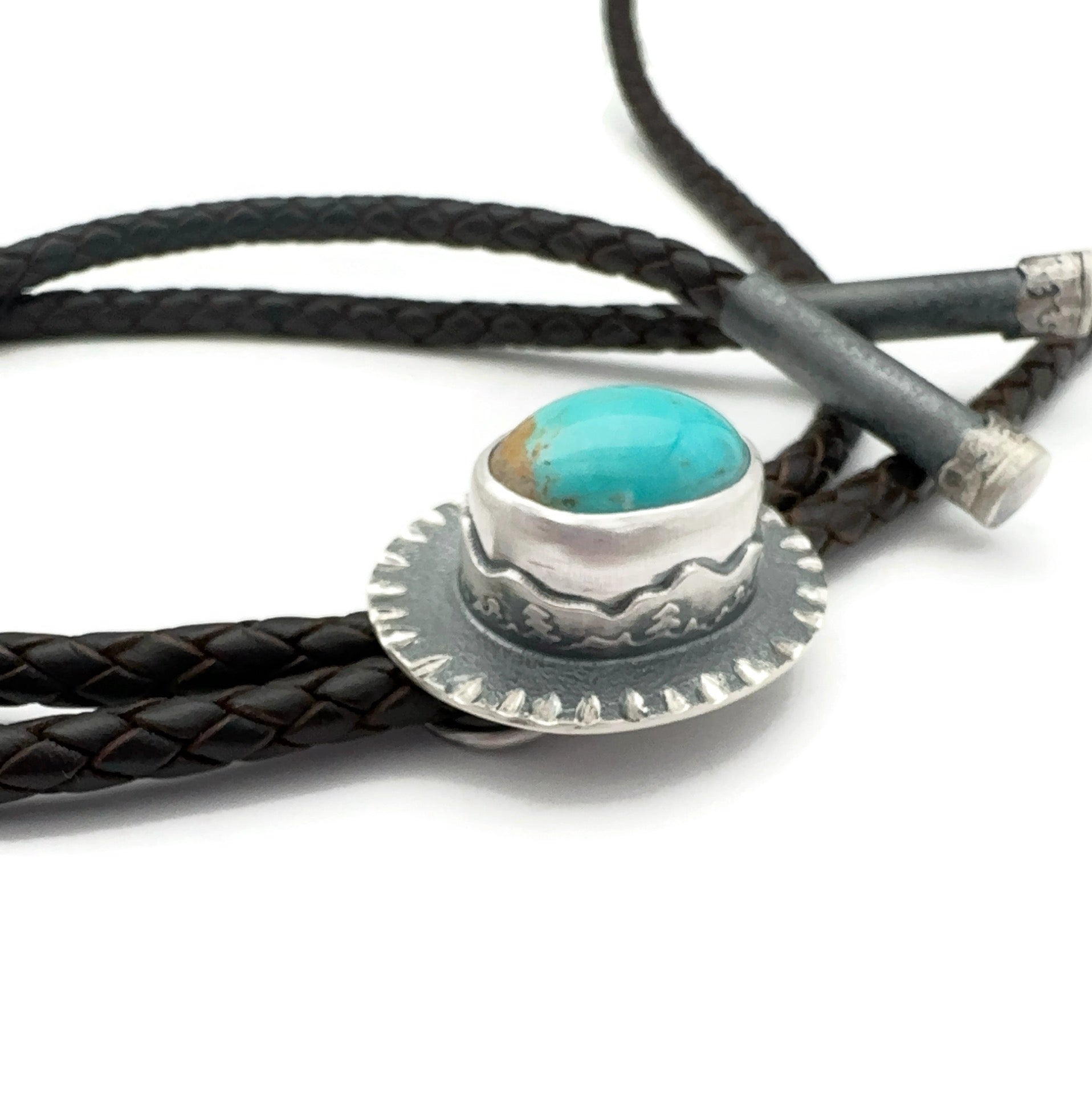 Into The Mountains Bolo Tie with Kingman Turquoise