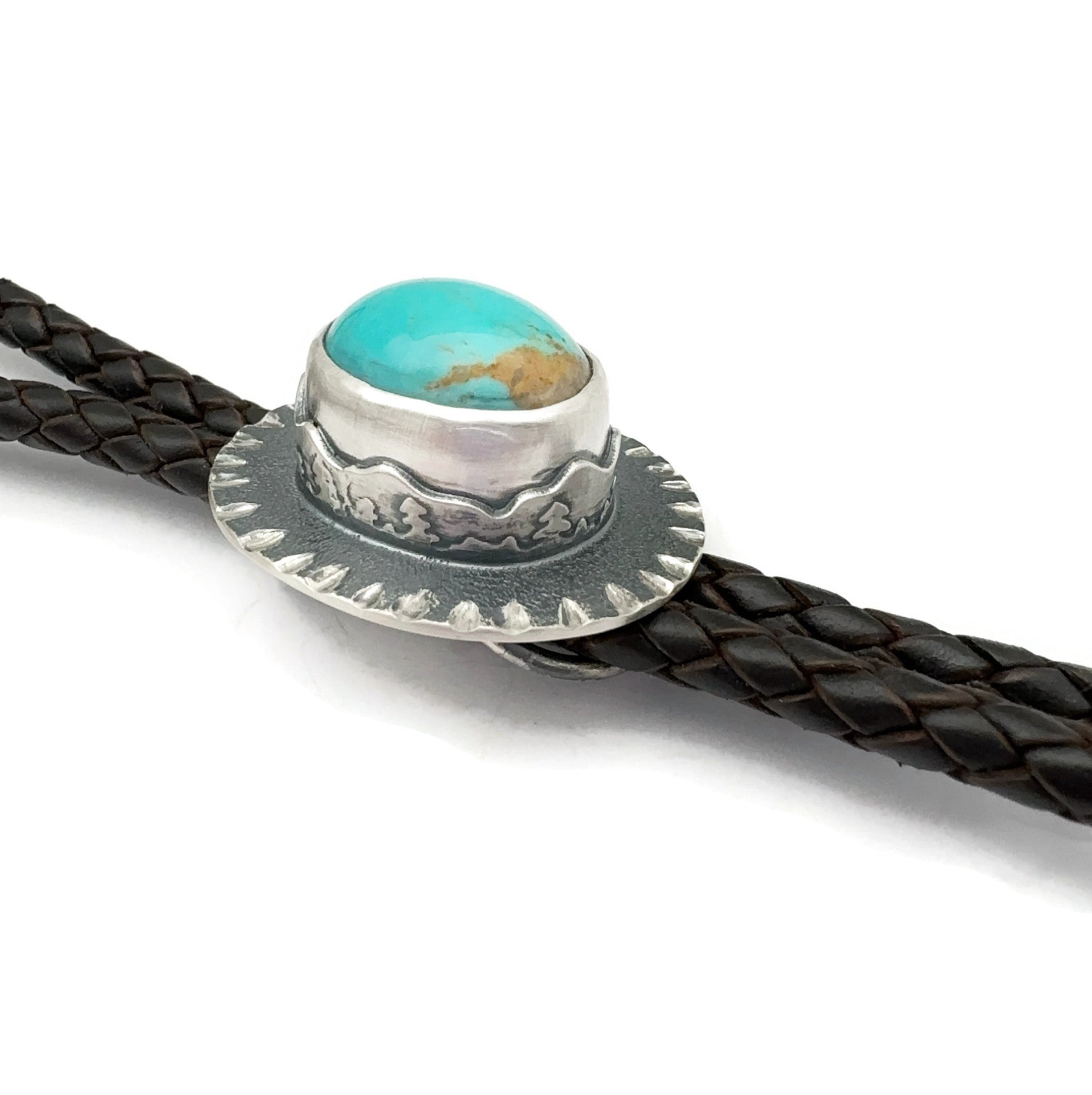 Into The Mountains Bolo Tie with Kingman Turquoise