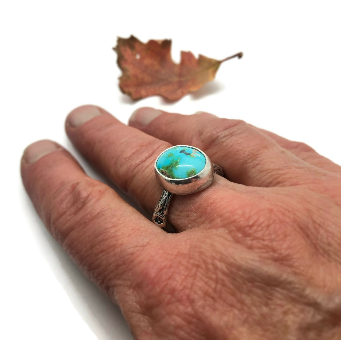 sterling silver and sonoran mountain turquoise twig ring
