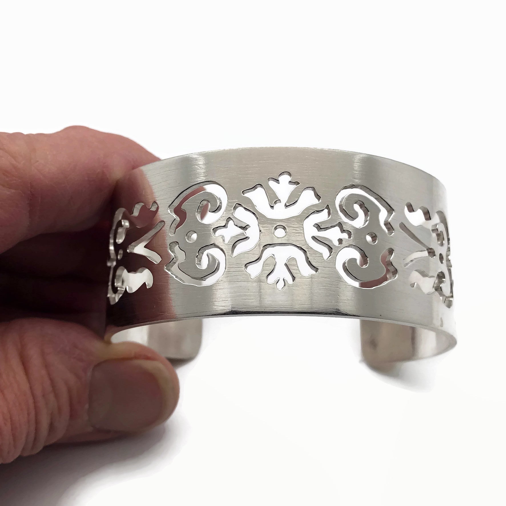 Art Nouveau Style Hand Pierced Cuff Bracelet