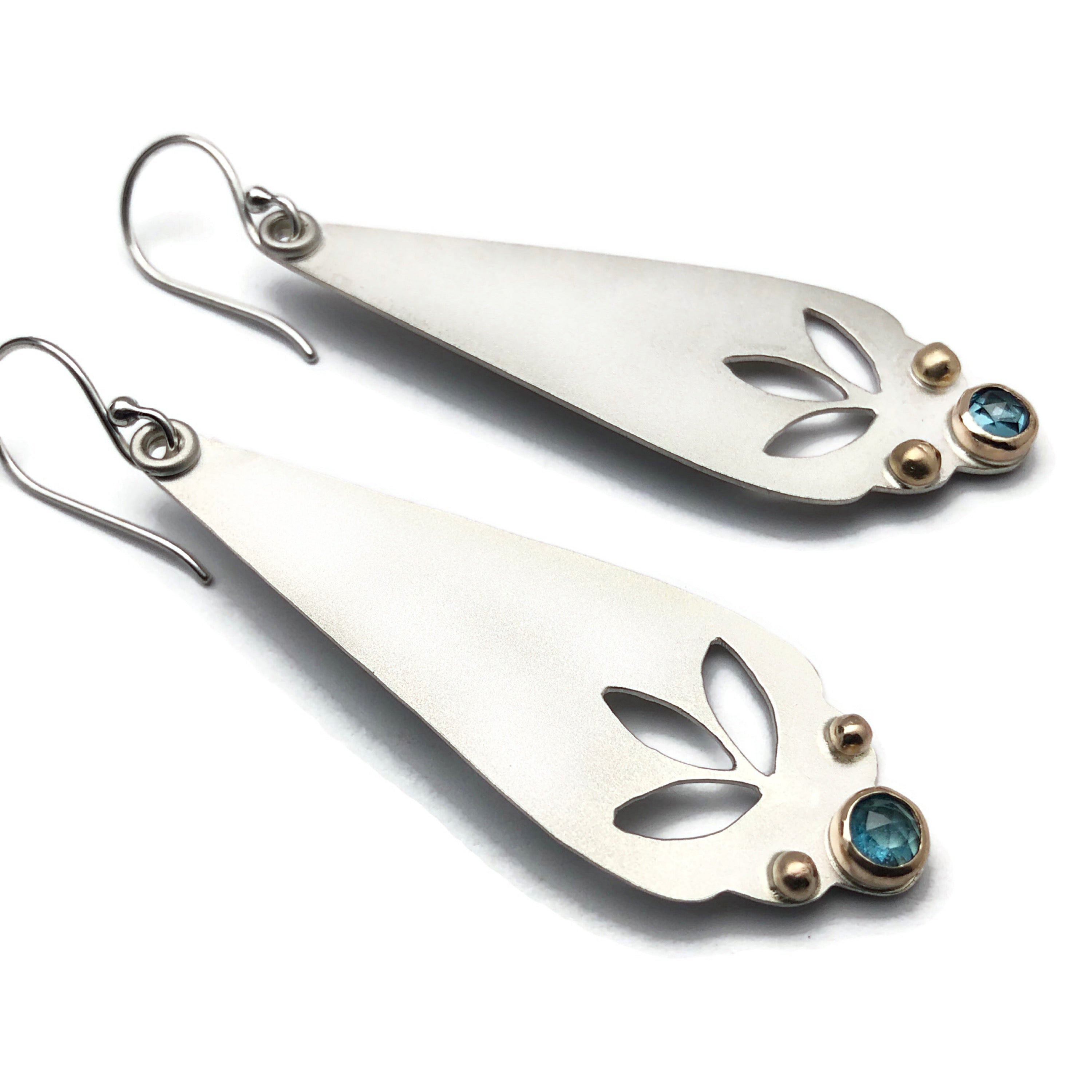 Swiss Blue Topaz with a Touch of Gold Earrings