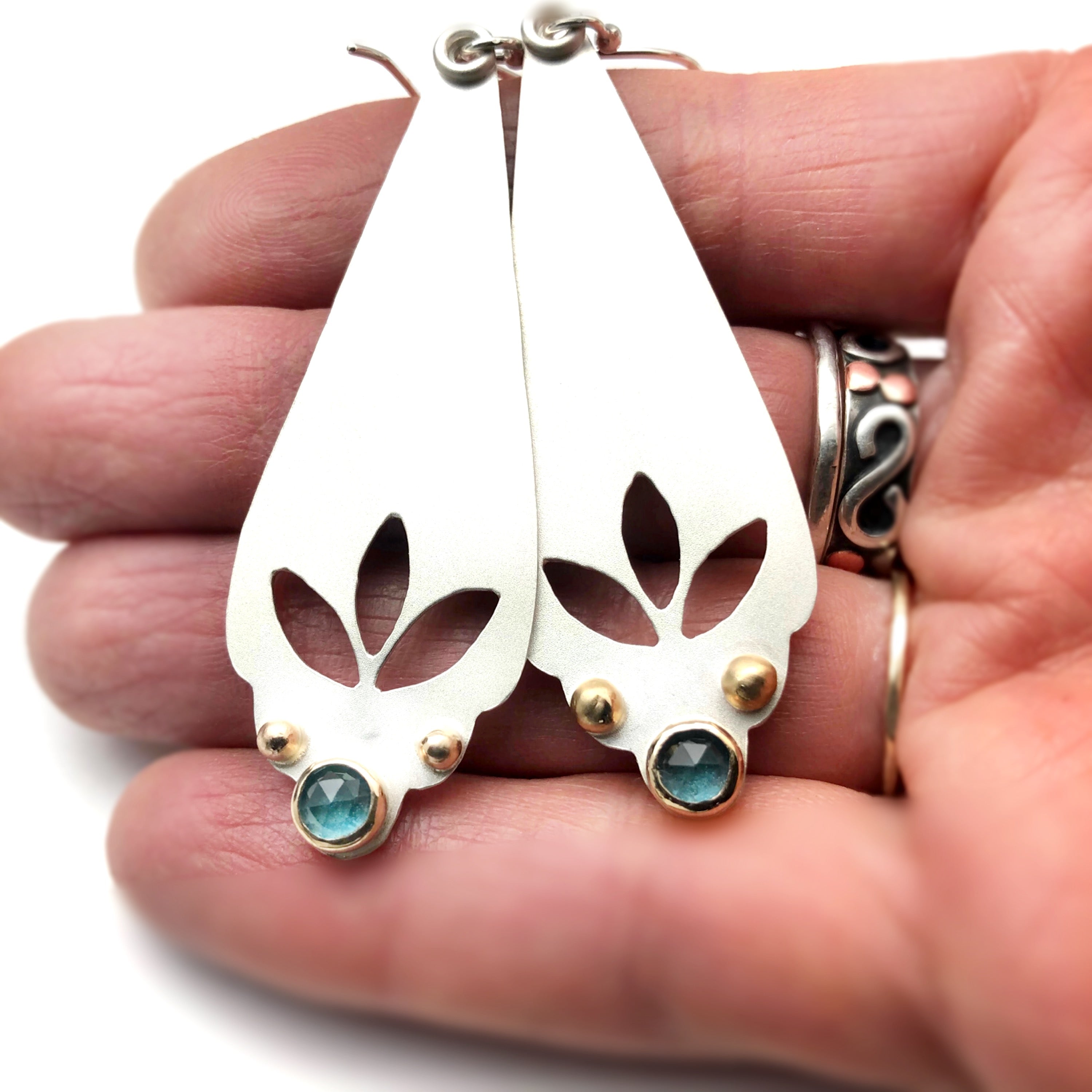 Swiss Blue Topaz with a Touch of Gold Earrings