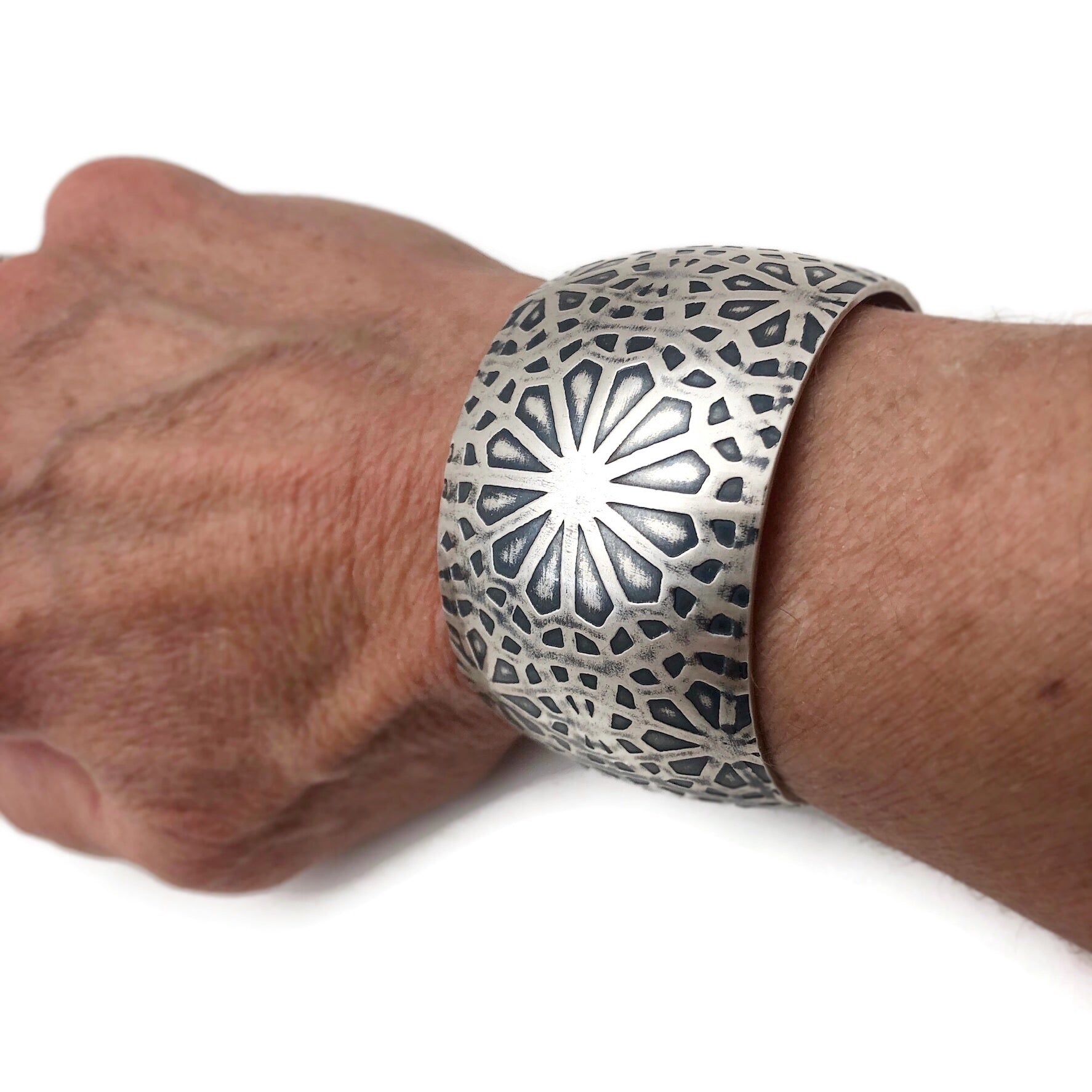 Sterling Silver Embossed Cuff Bracelet