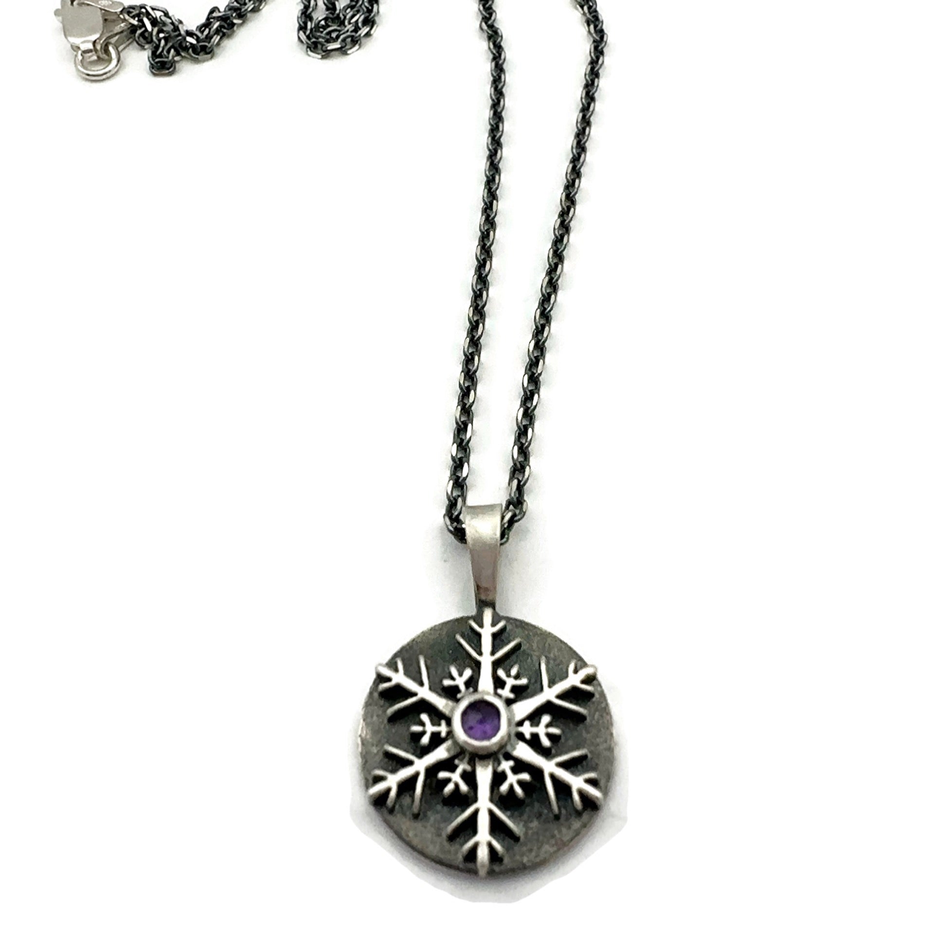 Sterling Silver with Amethyst Snowflake Necklace