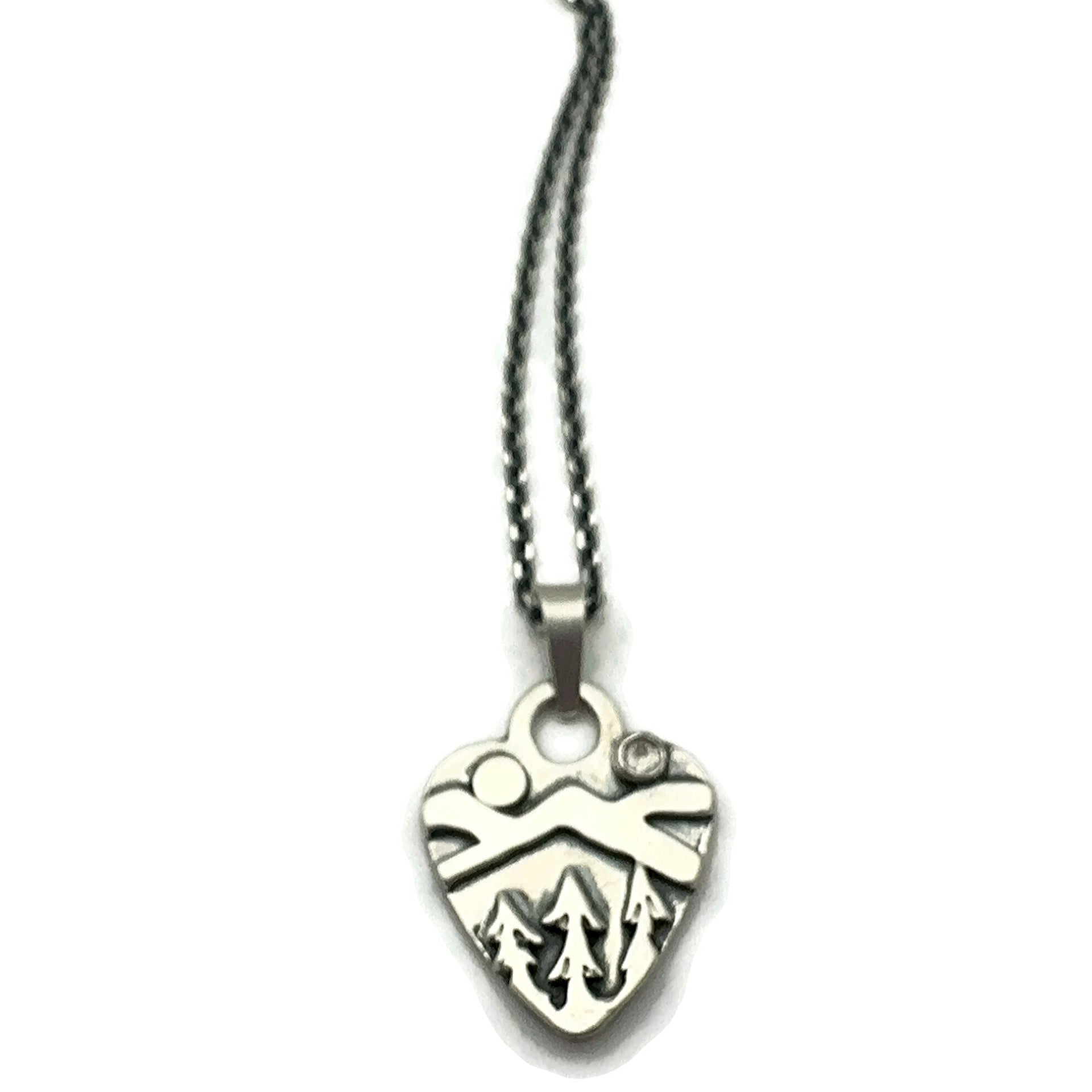 Sterling Silver Alpine Heart with White Topaz  Gemstone