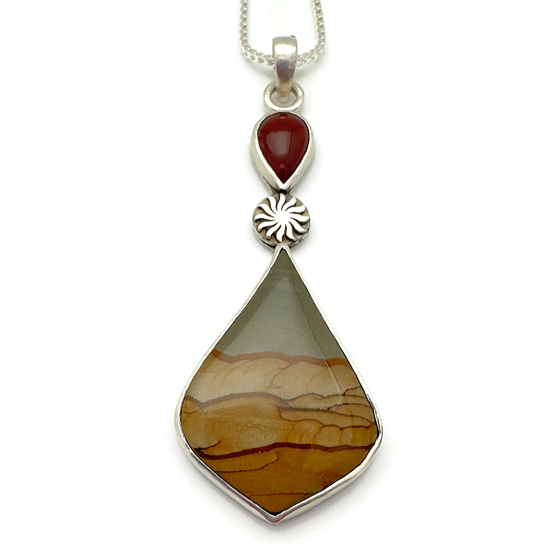 Cripple Creek Picture Jasper and Carnelian Necklace