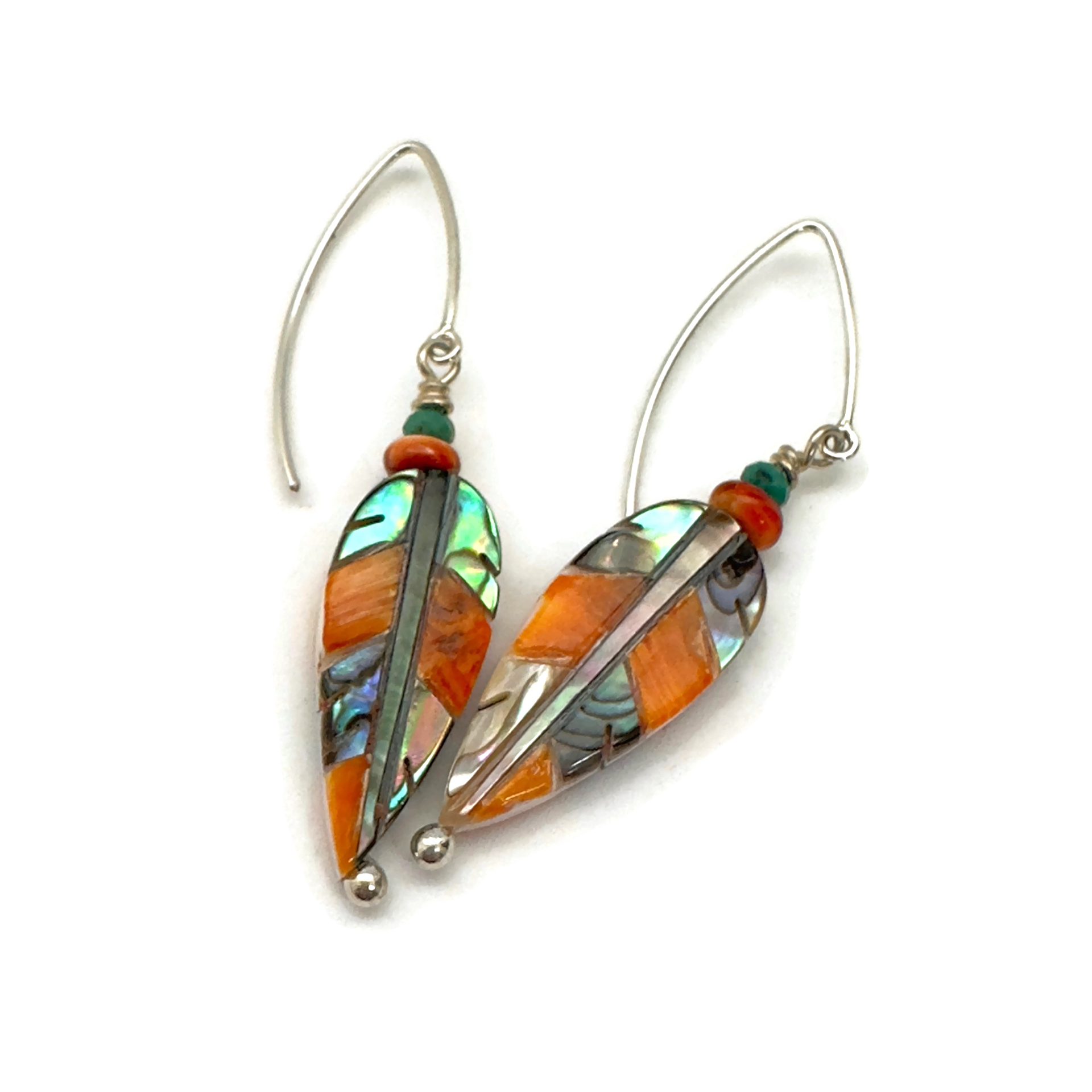 Spiny Oyster Shell and Abalone Teardrop Earrings