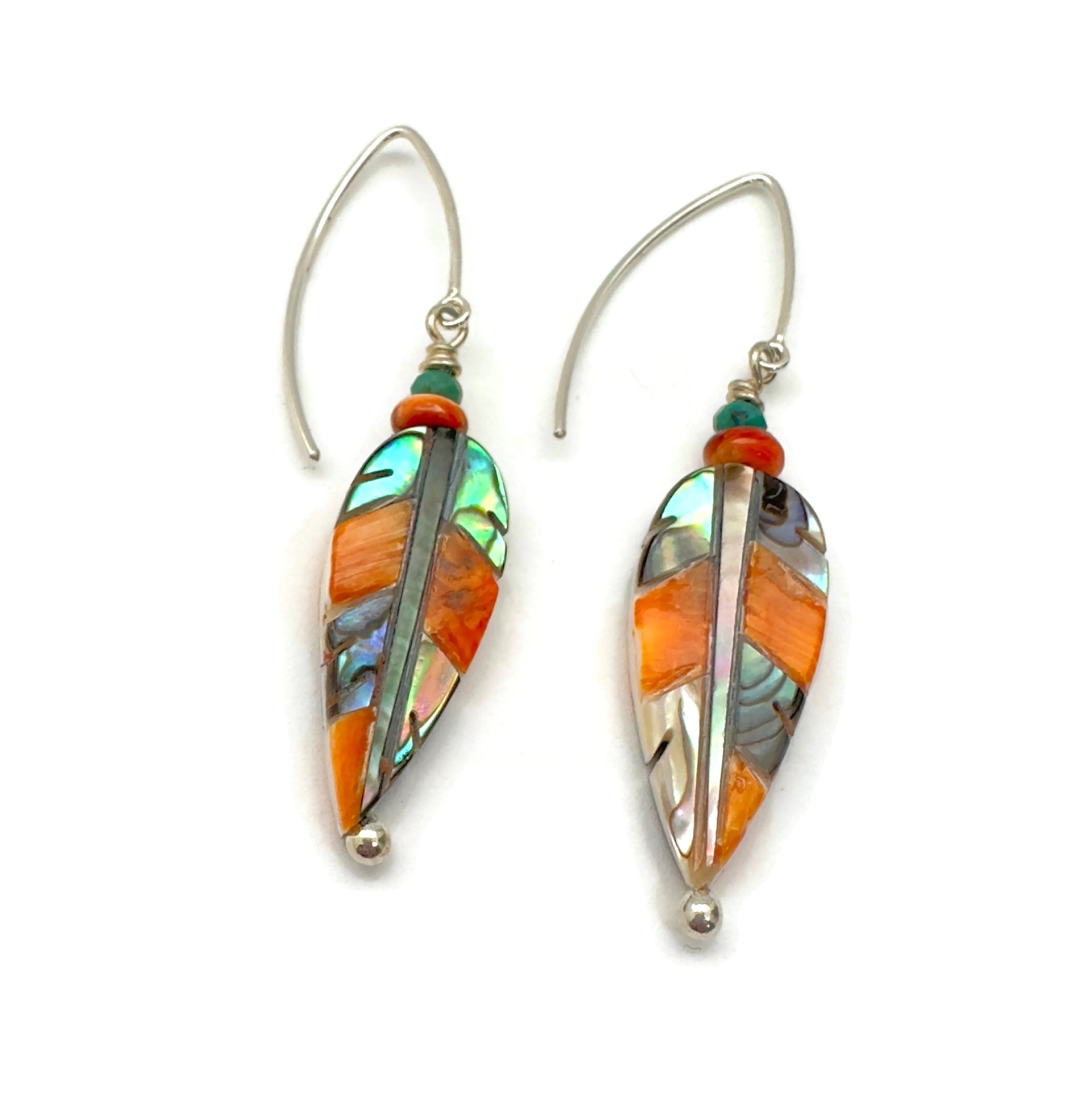 Spiny Oyster Shell and Abalone Teardrop Earrings