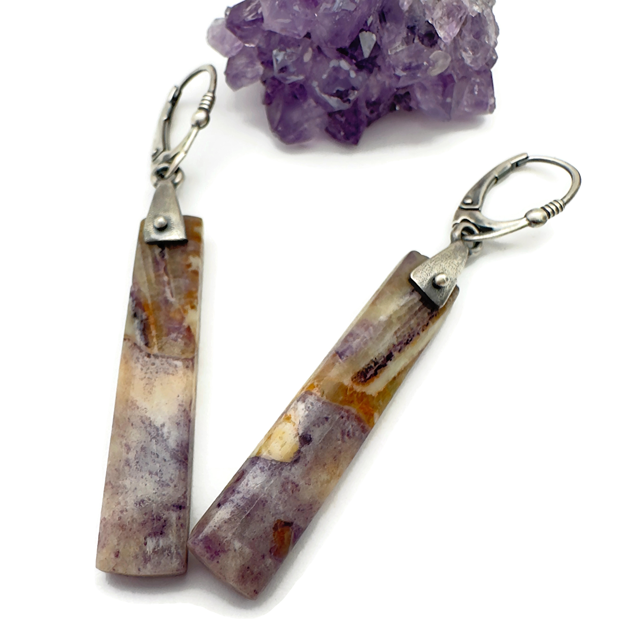 Purple Fluorite Saddle Earrings