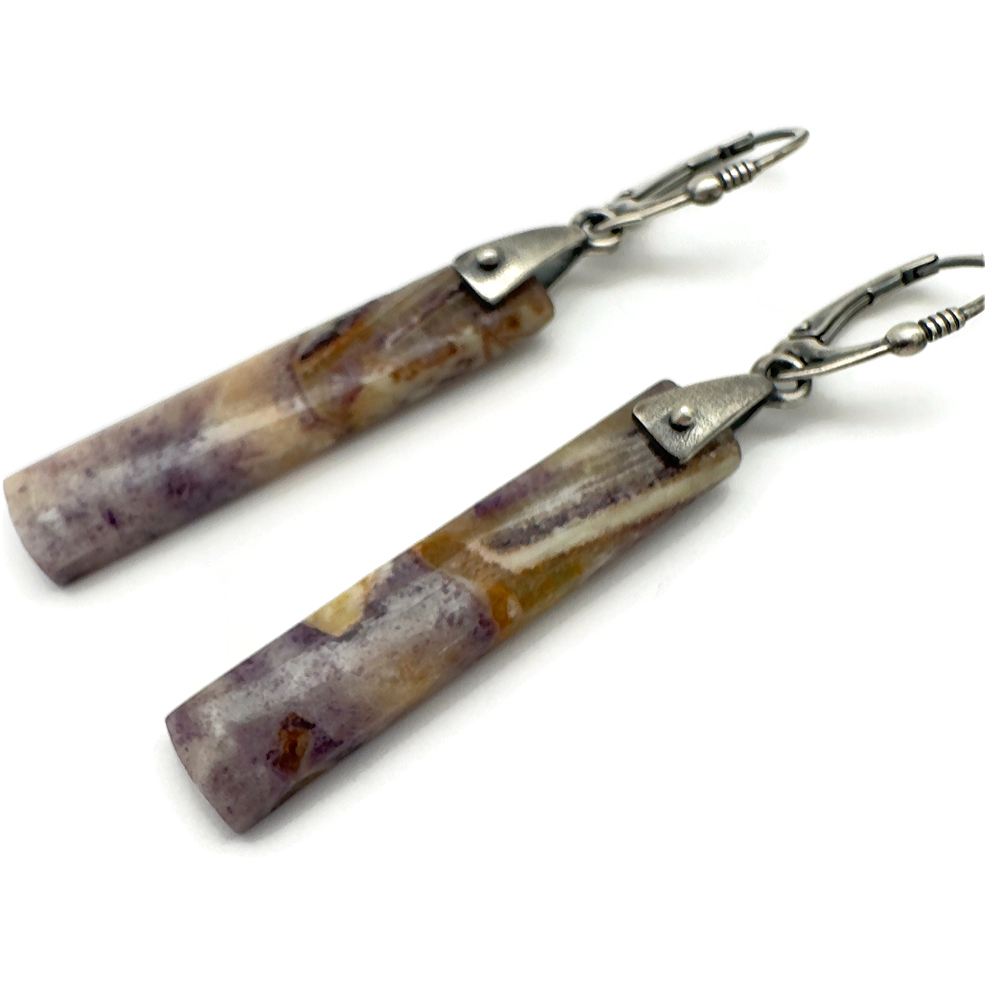 Purple Fluorite Saddle Earrings