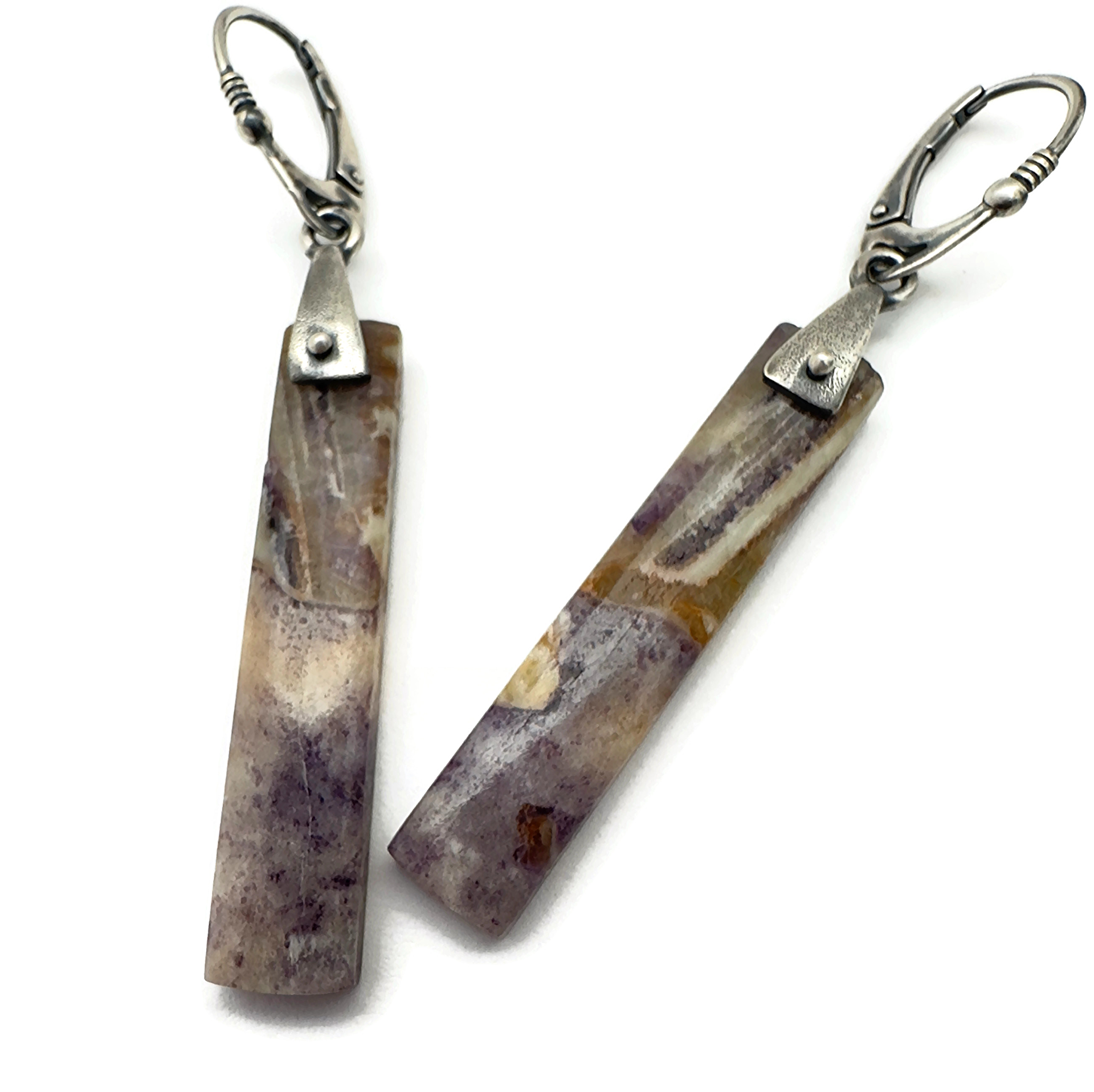 Purple Fluorite Saddle Earrings